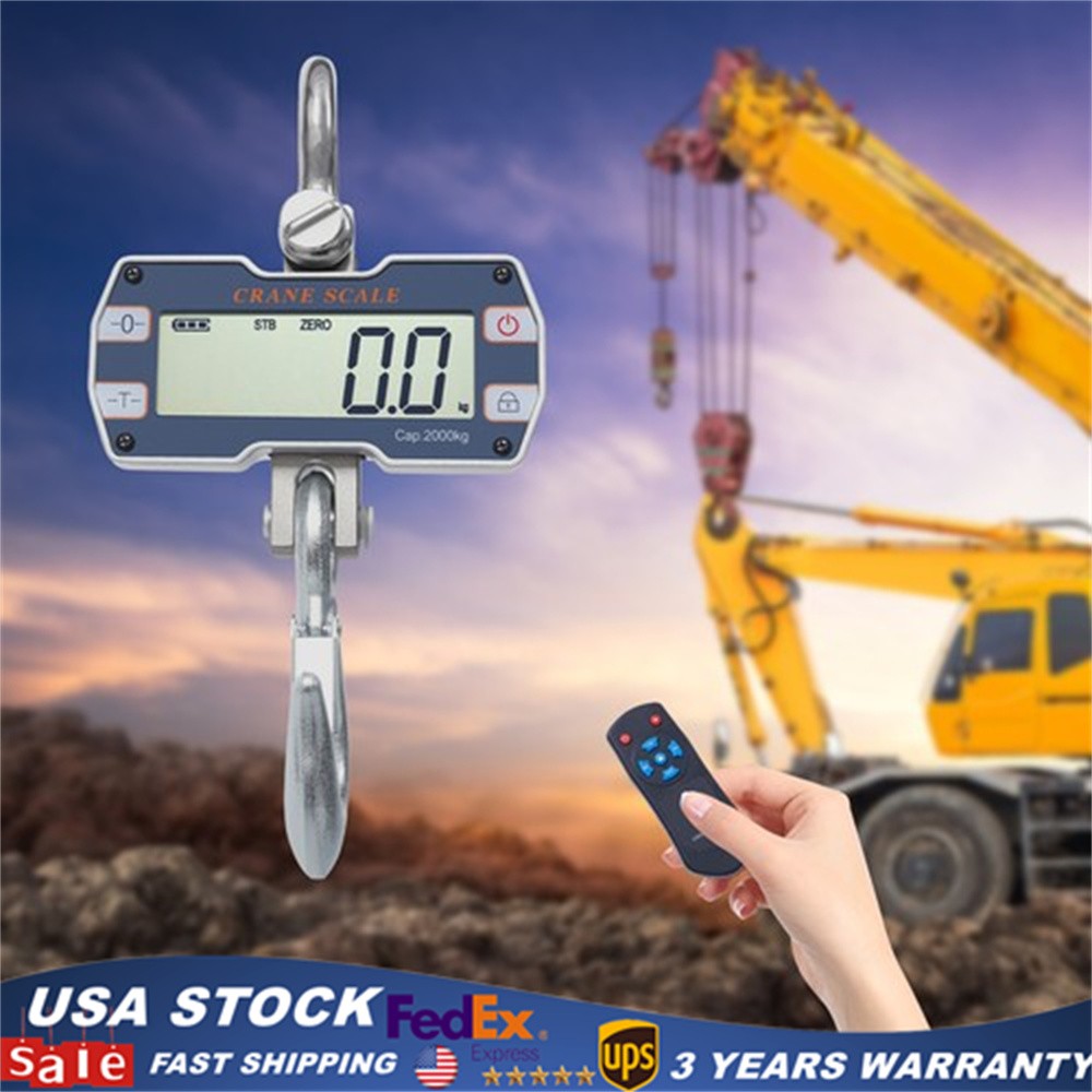 2 Ton Digital Hanging Scale w/ Remote Control Heavy Duty Industrial Crane Scale