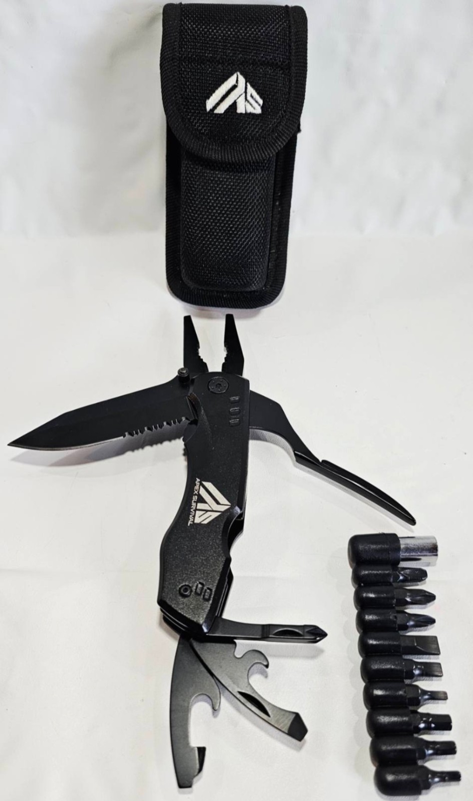 Apex Survival 16-in-1 Multifunctional Folding Knife w/Interchangeable Bits Sheat