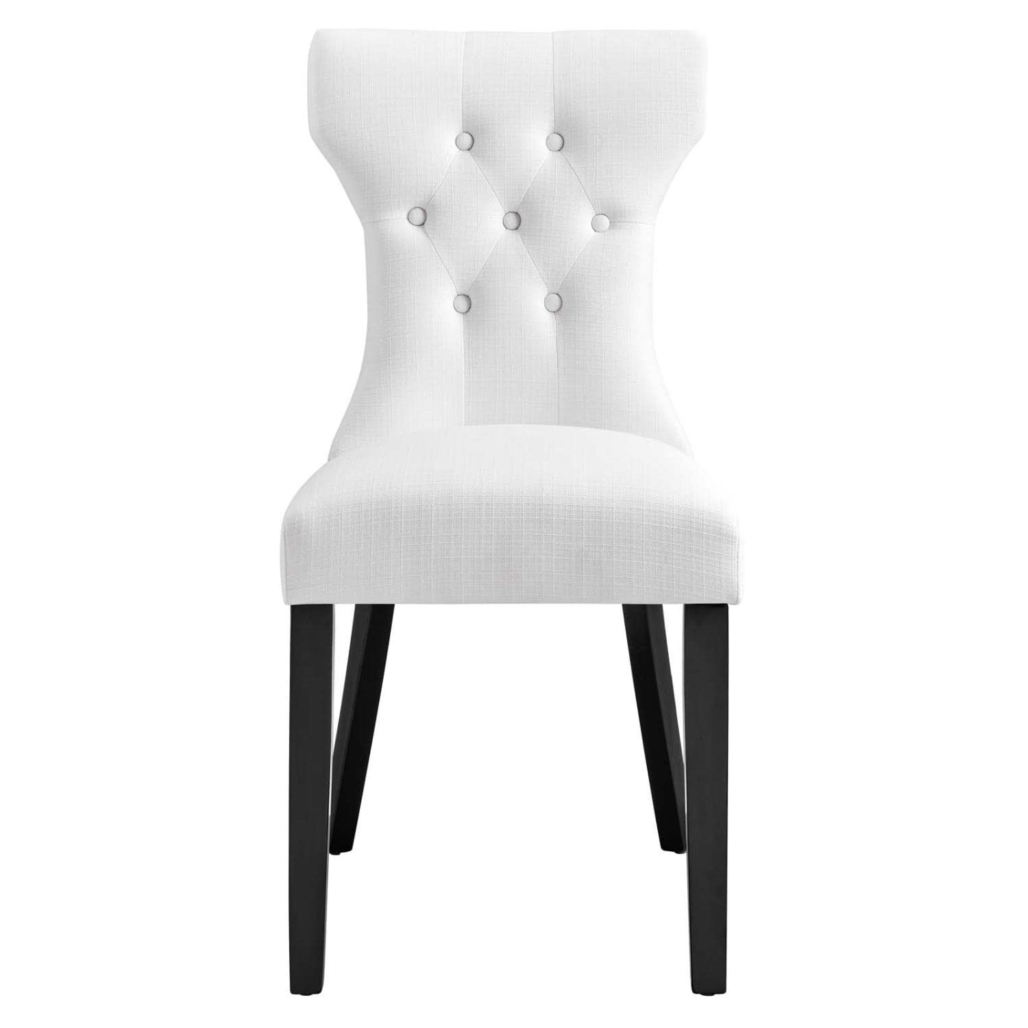 Maklaine Polyester Fabric and Rubberwood Dining Side Chair in White