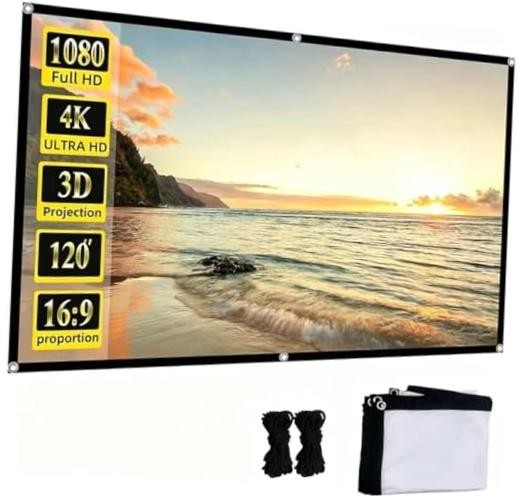 Projector Screen 120 inch, Washable 16:9 4K Foldable Indoor Outdoor 120 inch-JY