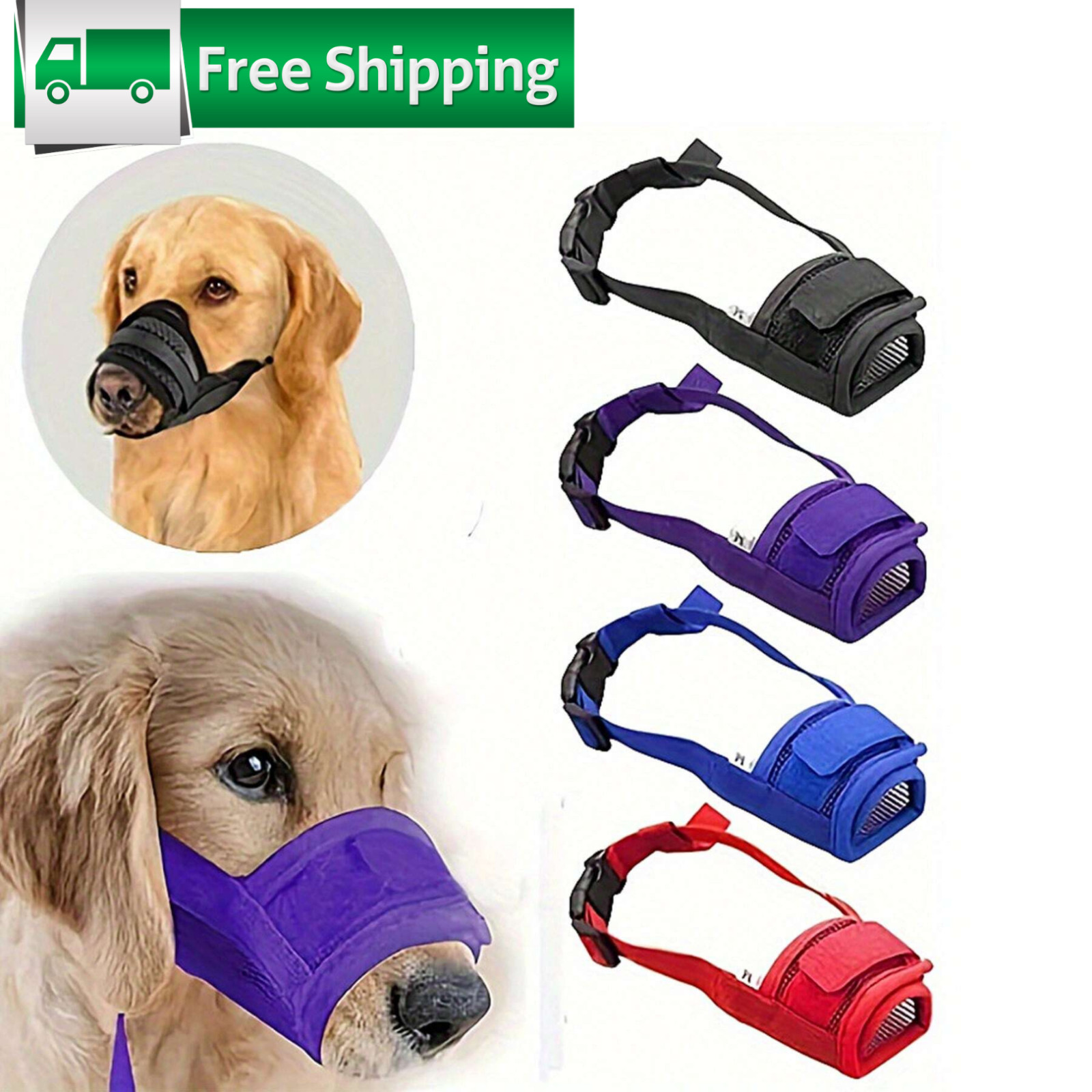 Dog Muzzle Anti Stop Bite Barking Chewing Mesh Mask Training Pet Small Large