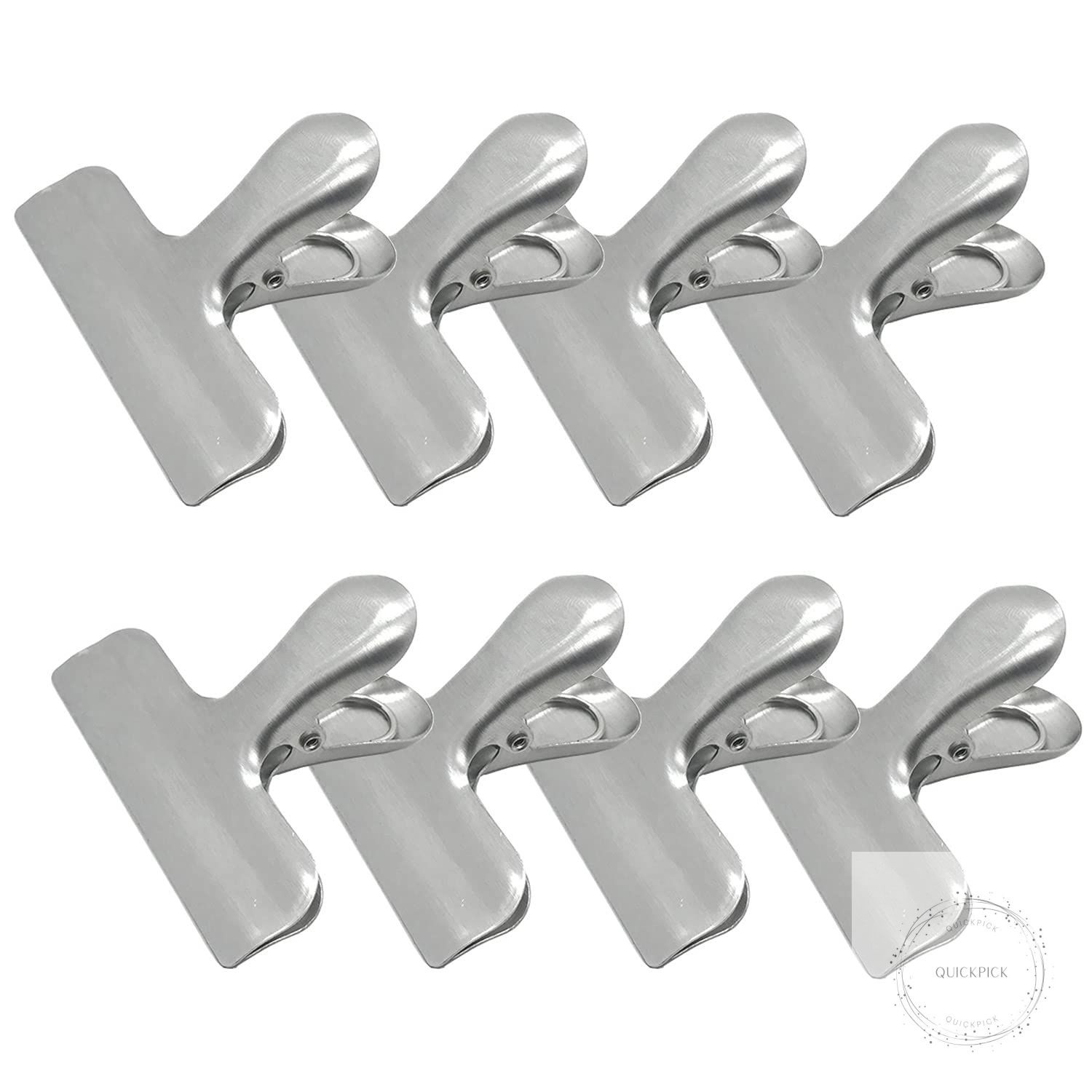 8 Pack Metal Chip Clips, 3 Inch Wide Stainless Steel Heavy Duty Food Bag Clips,
