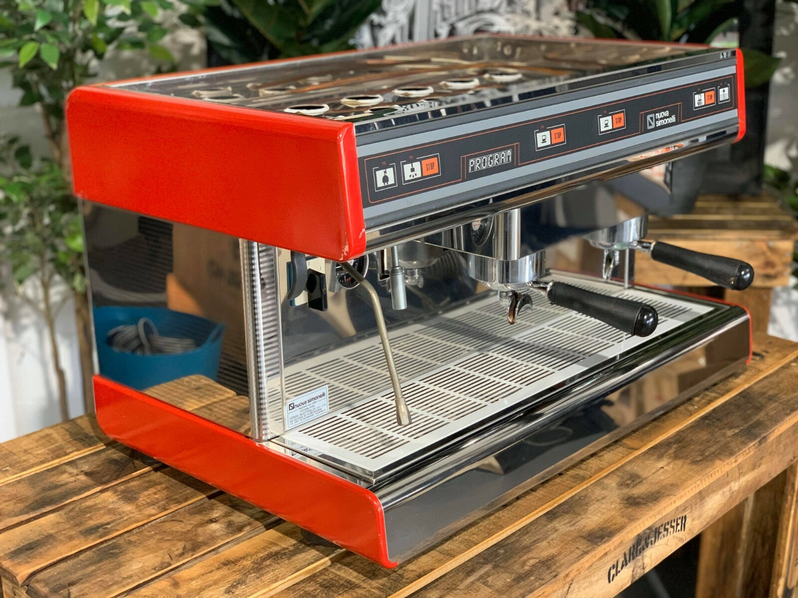 NUOVA SIMONELLI PROGRAM SEMI AUTOMATIC 2 GROUP RED ESPRESSO COFFEE MACHINE CAFE