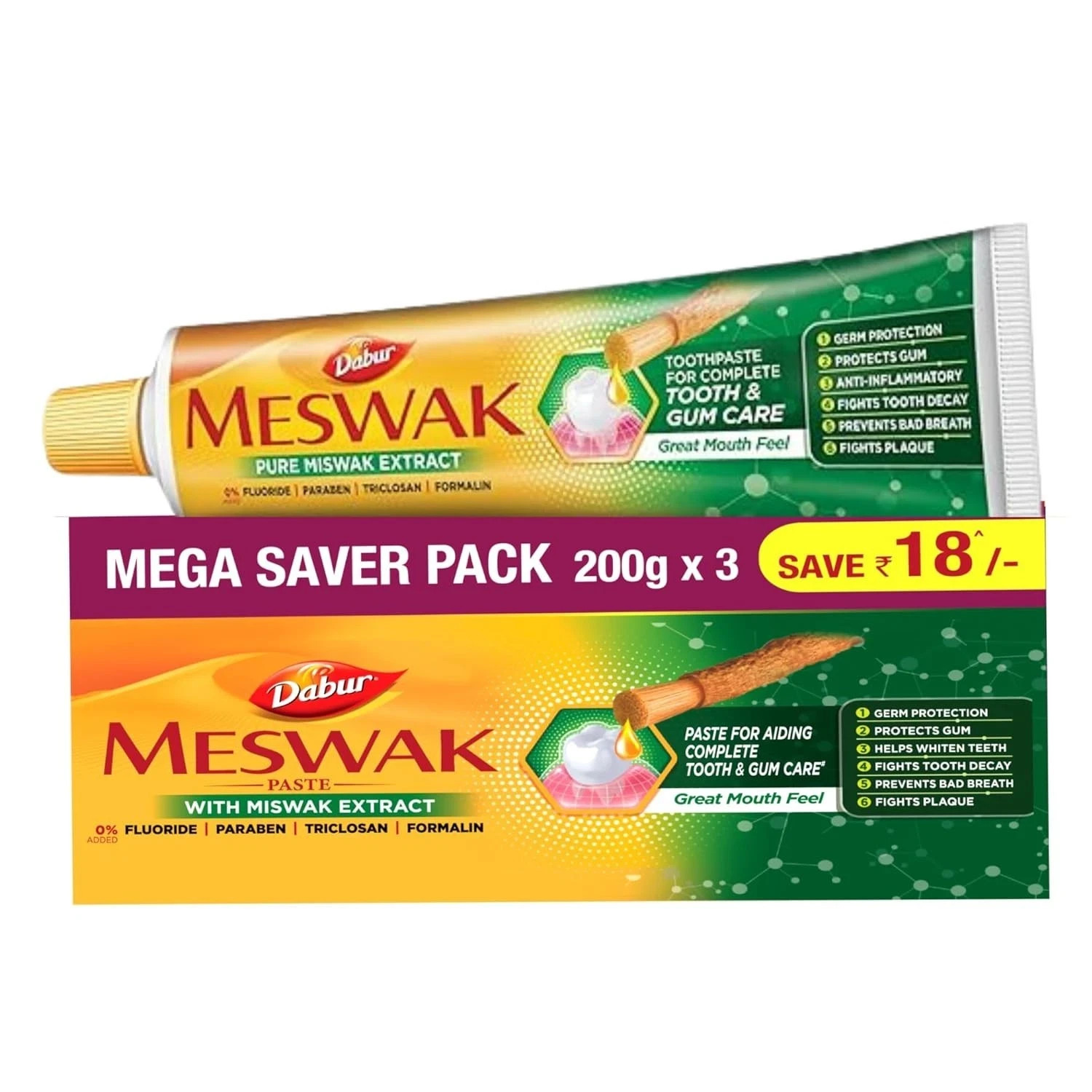 DABUR Meswak Complete Oral Toothpaste Stain Removal, Cavity Protection, 600g