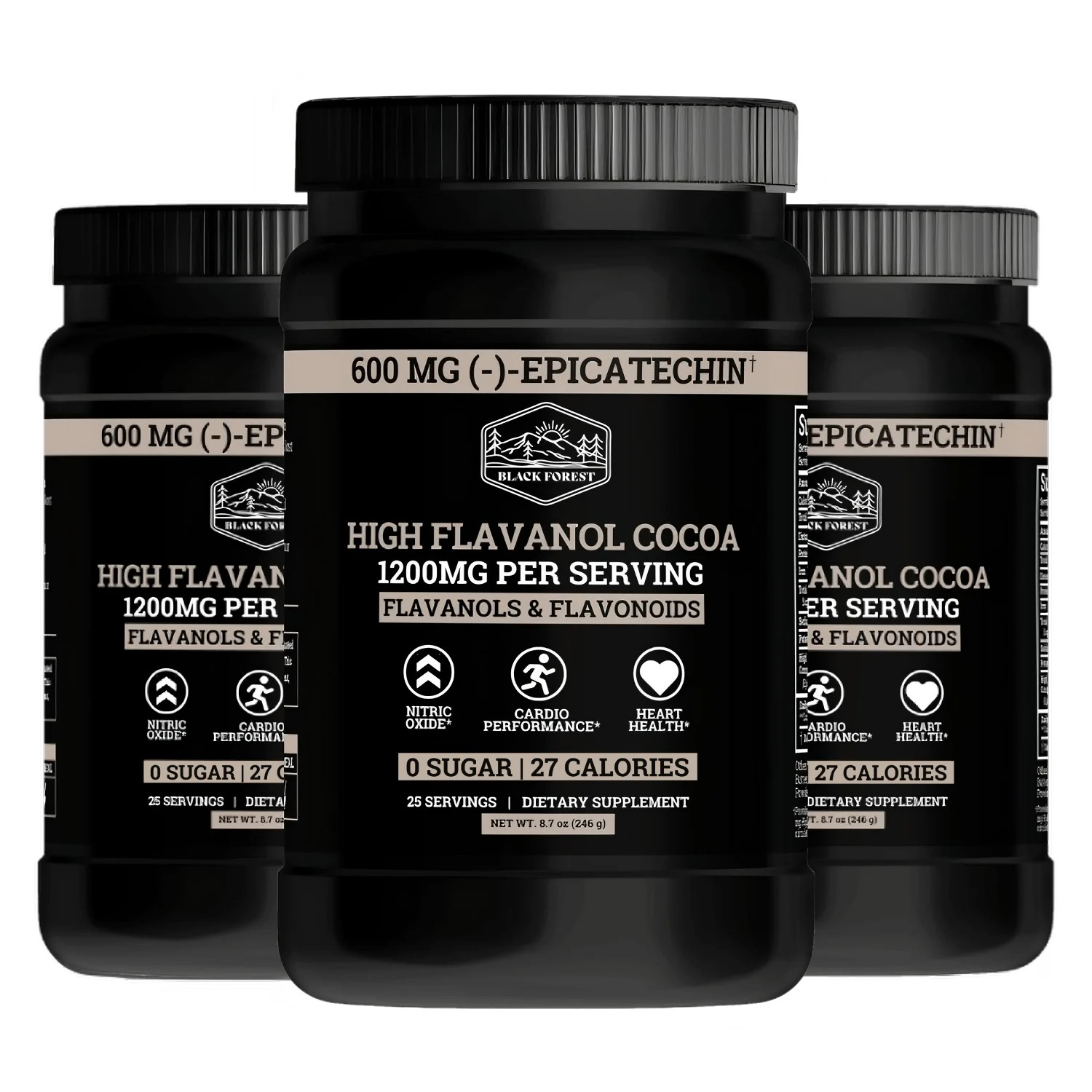 Black Forest High Flavanol Cocoa Powder Flavonoids Supplement 1200 mg - 3 PACK
