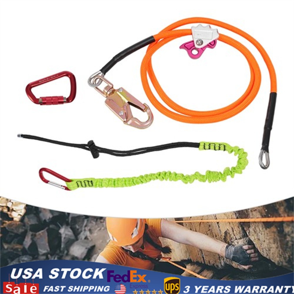 Modern Steel Wire Core Flipline Kit Tree Climbing Lanyard Flip Line Orange NEW