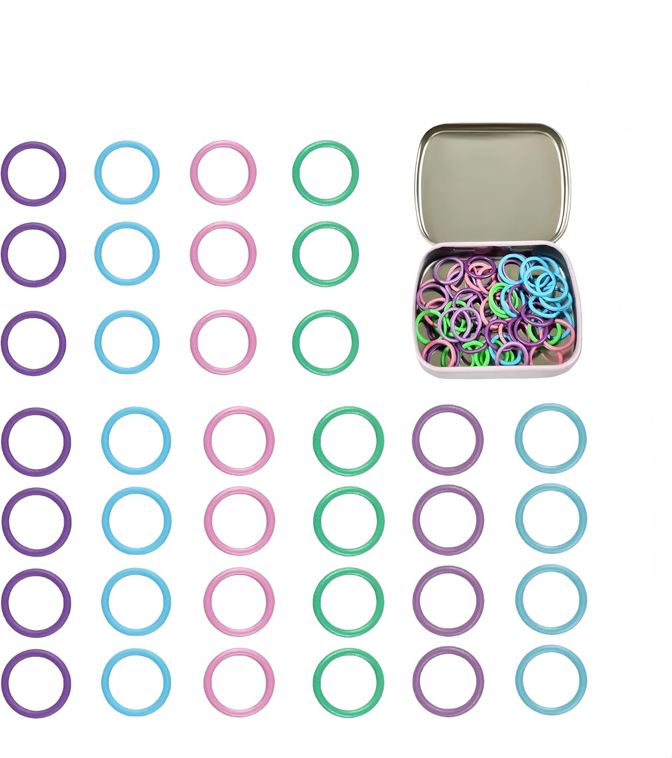 50Pcs round Metal Stitch Markers,Metal Colorful Crochet Stitch Markers,With Stor