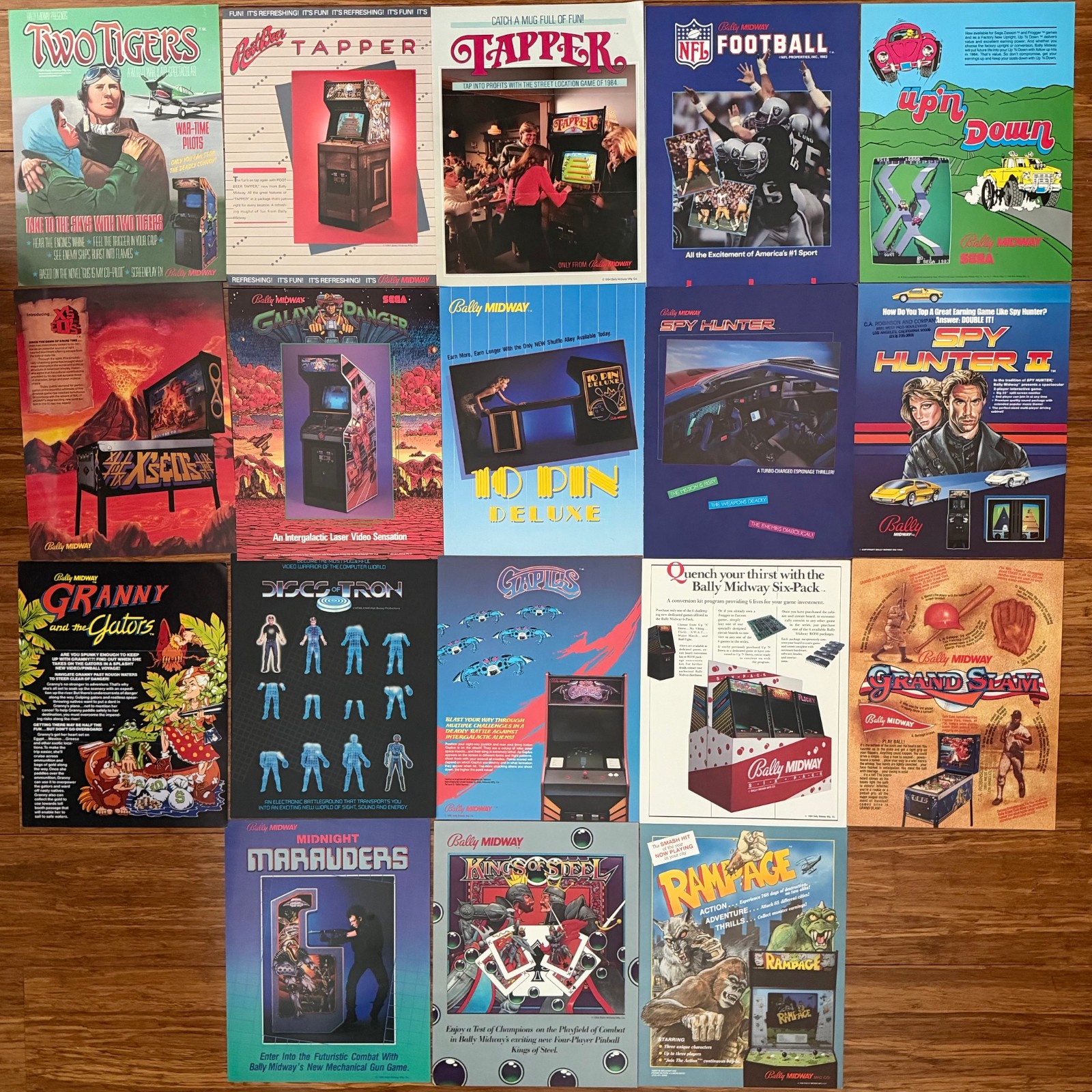 Vintage 1980's Bally Midway Arcade Promotional Sales Flyer Lot of 18