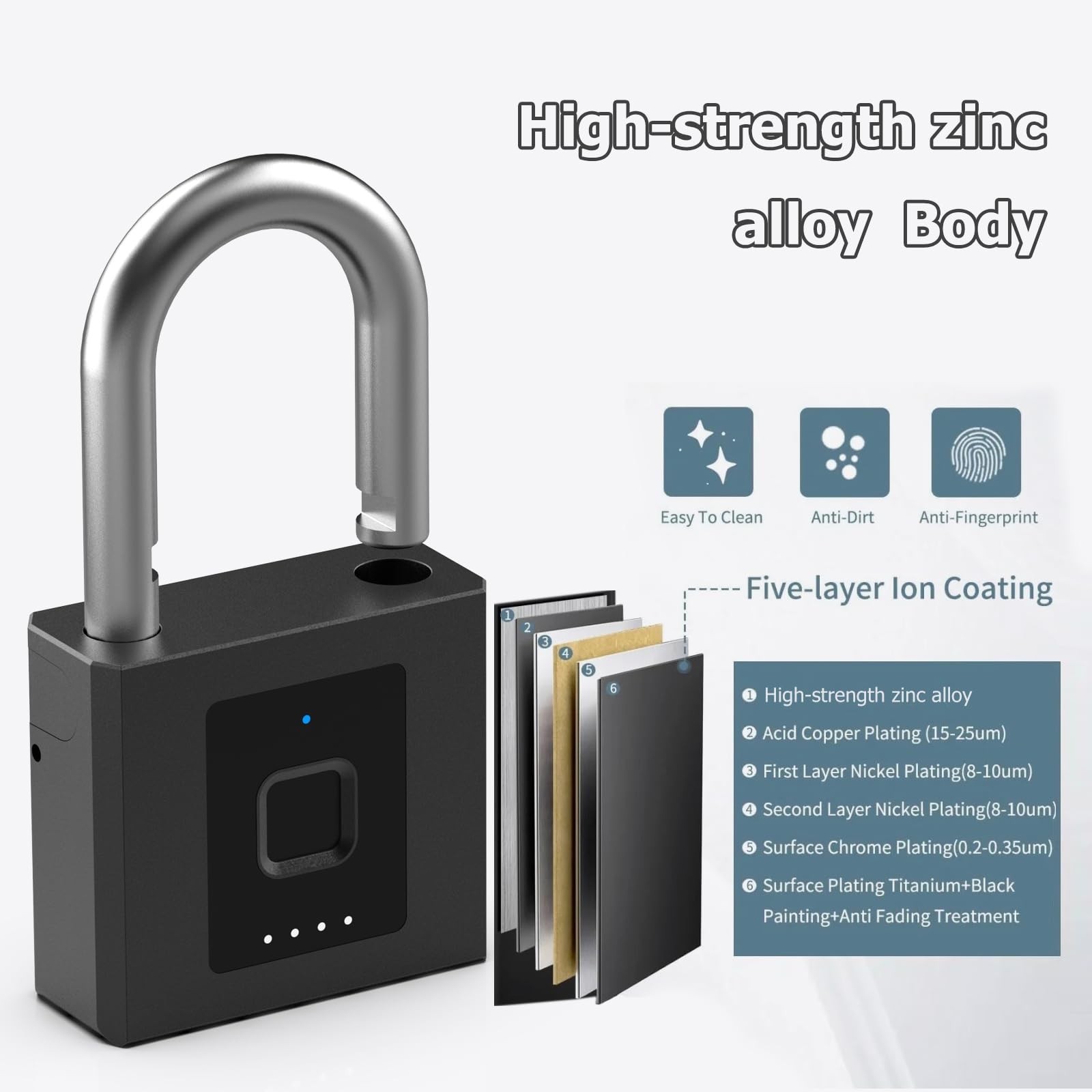 Gate Padlock Combination Padlock Fingerprint Phone App Locker Lock Elinksmart -