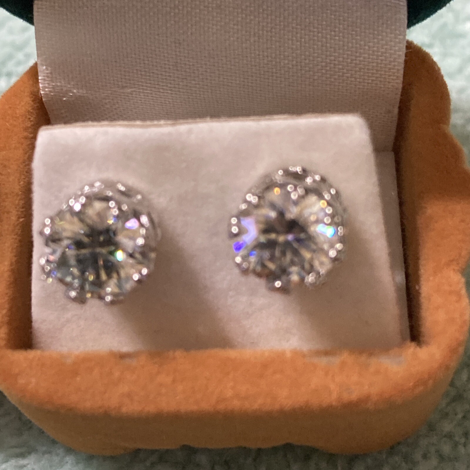 3.02 Ct Vs1-+Near White Yellow Moissanite Diamond Round 925 Silver Earrings