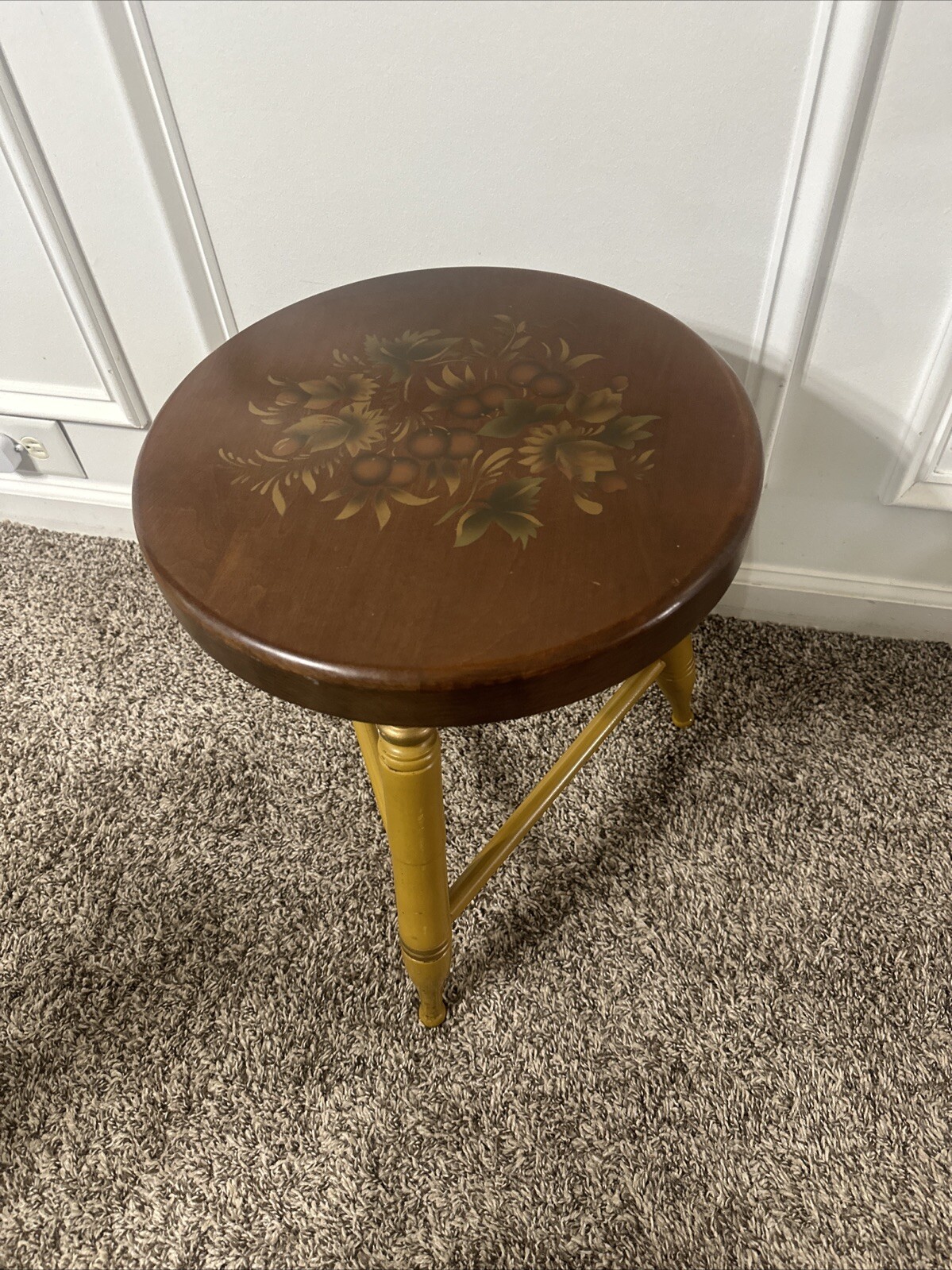 Hitchcock Stool Hitchcocks- Ville Conn Wood Farm Chair Signed Stenciled  Vintage