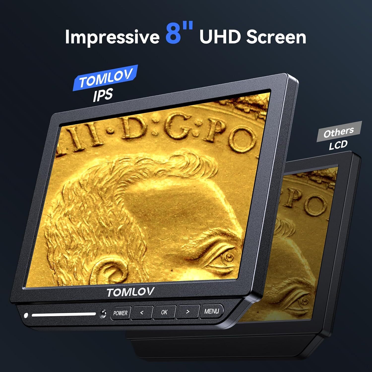 TOMLOV Autofocus 4K Digital Microscope 2000X 8" HDMI Micro Soldering Coin 52MP