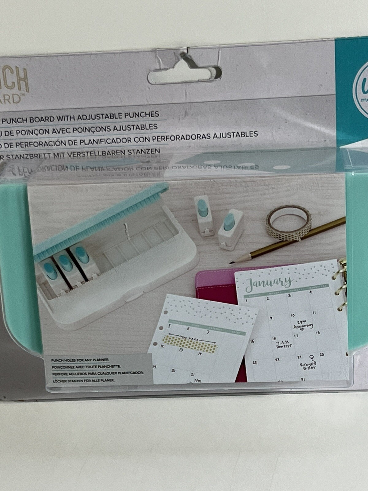 WE R MEMORY KEEPERS Planner Punch Board With Adjustable Punches 6pcs NIB