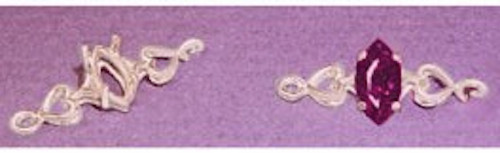 8x4mm Marquise Cut Heart Silver Pre-Notched Bracelet Link Setting