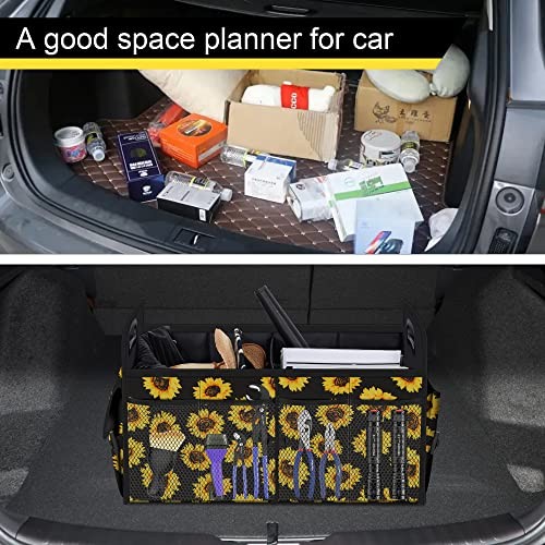 Car Trunk Organizer with 72L Capacity Waterproof Collapsible Large Sunflower