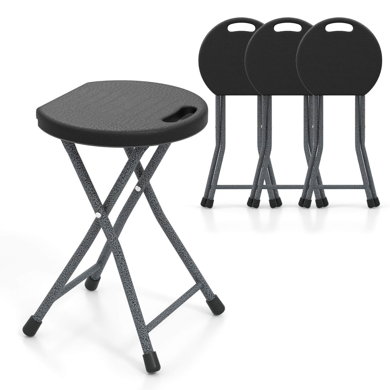 4PCS 18''H Folding Stool Portable & Foldable Camping Chair w/ Built-in Handle