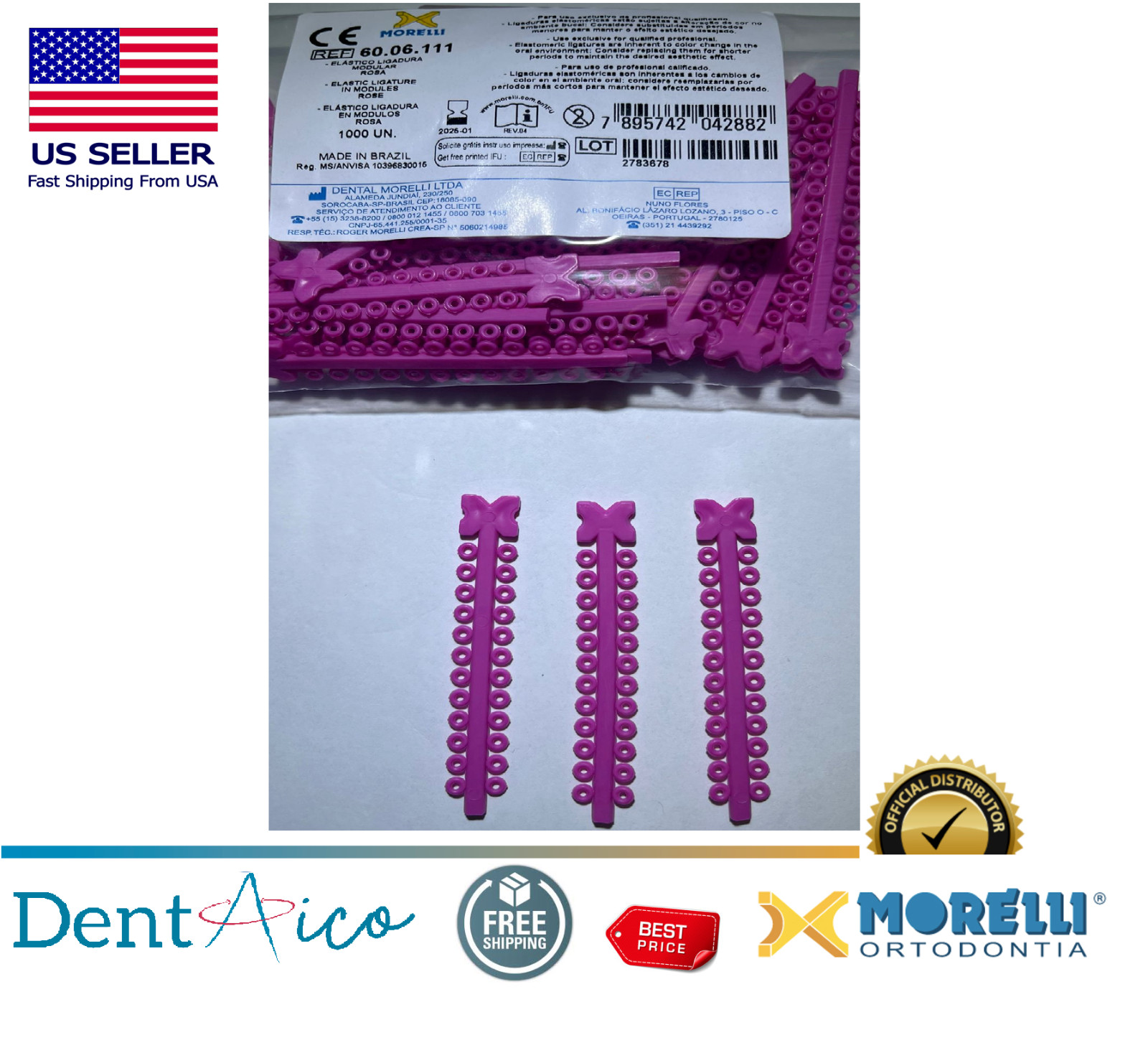 Elastic Ligature in Modules Rose PAK/1.000UN MORELLI Dental Orthodontic