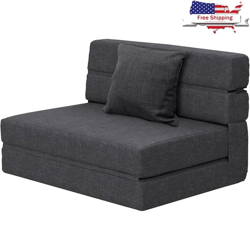 foldable futon mattress sofa bed memory foam space saving lounge chair New