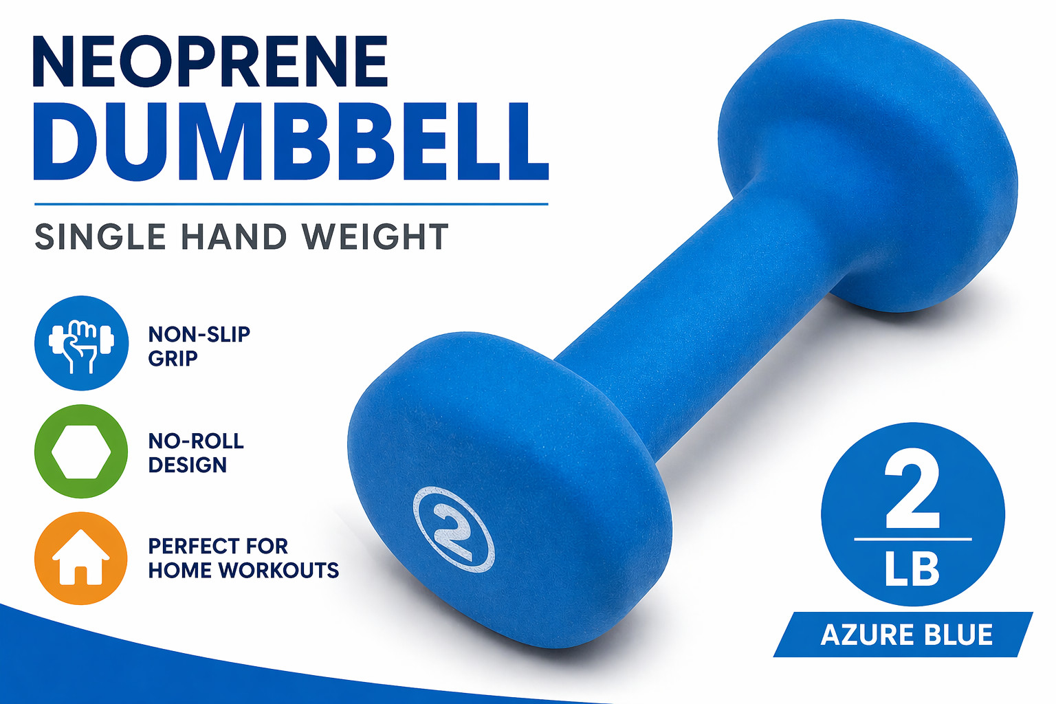 Neoprene Dumbbell Hand Weight 2lb Single Non Slip Grip Free Weight Home Gym Fitn