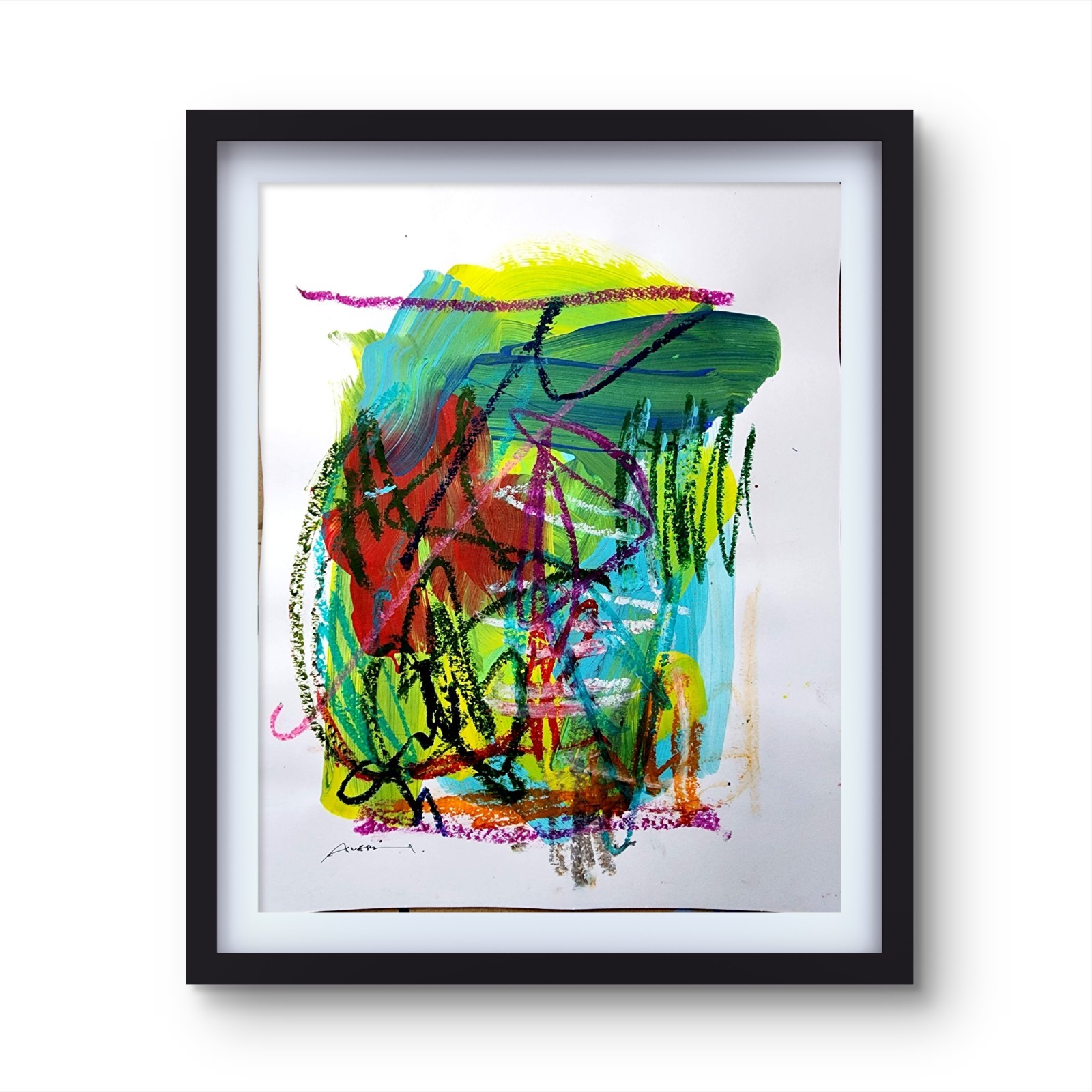 Aleph Original 14x11 Unique Abstract Expressionism Wall Art Gallery Paper