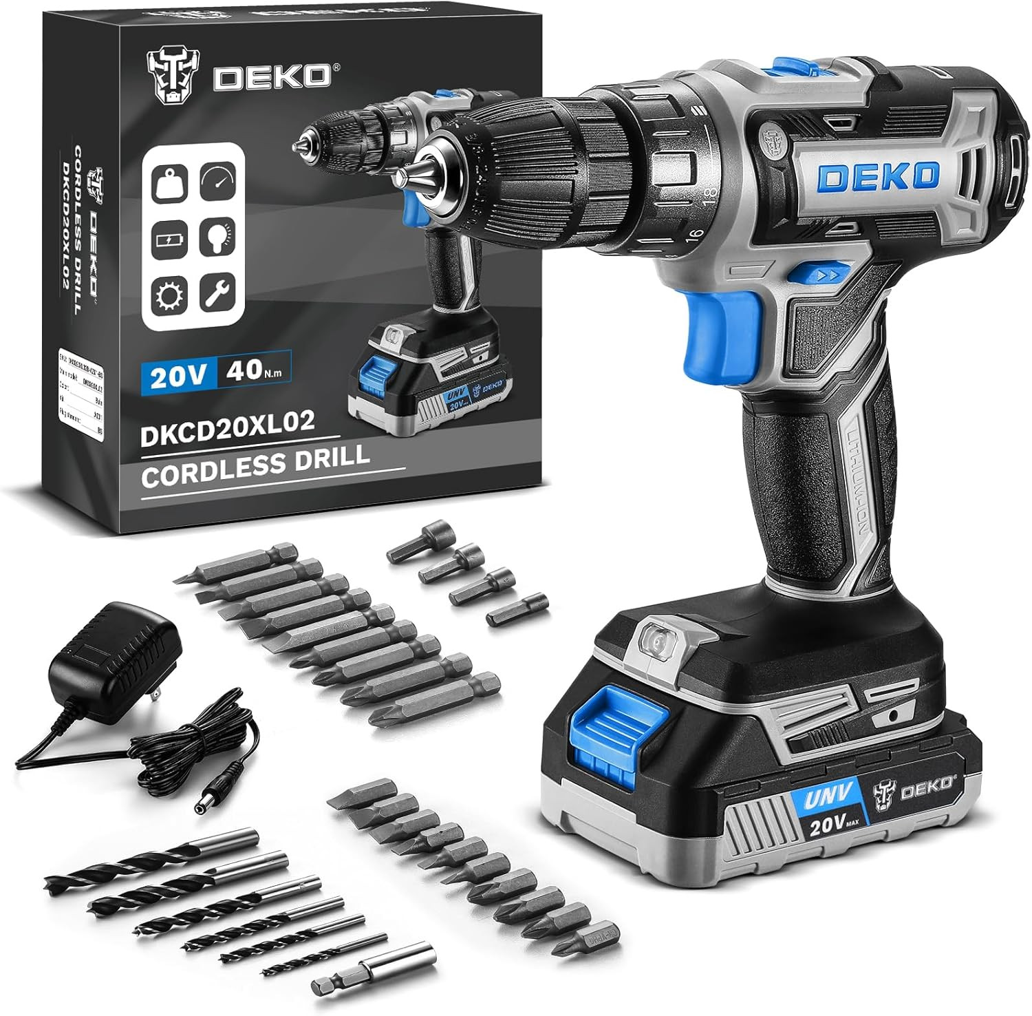 Power Drill Cordless: Cordless Drill 20V Electric Power Drill Set with Battery