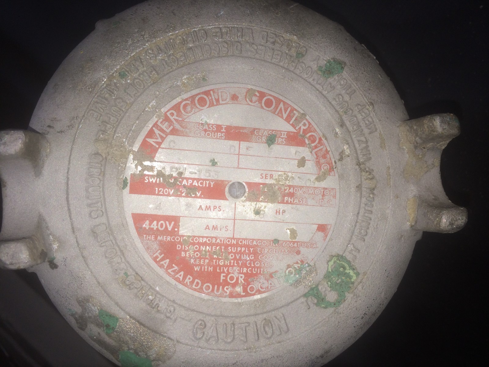USED MERCOID CONTROL APH-153 PRESSURE CONTROL SWITCH 440V, 1AMP, APH153