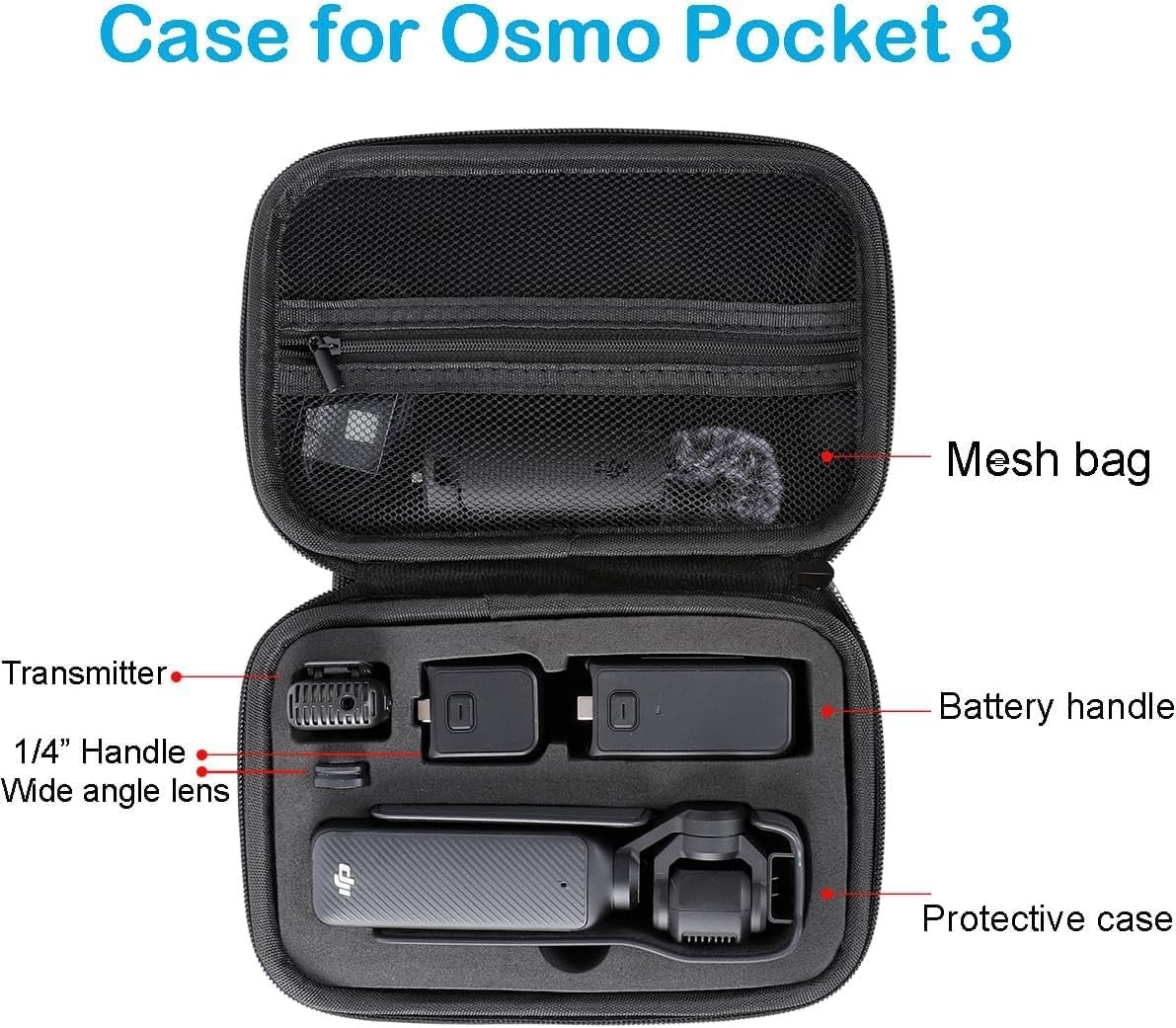 Accessories Kit for OSMO Pocket 3,Including Hard Shell Case,Magnetic Mount,Deskt