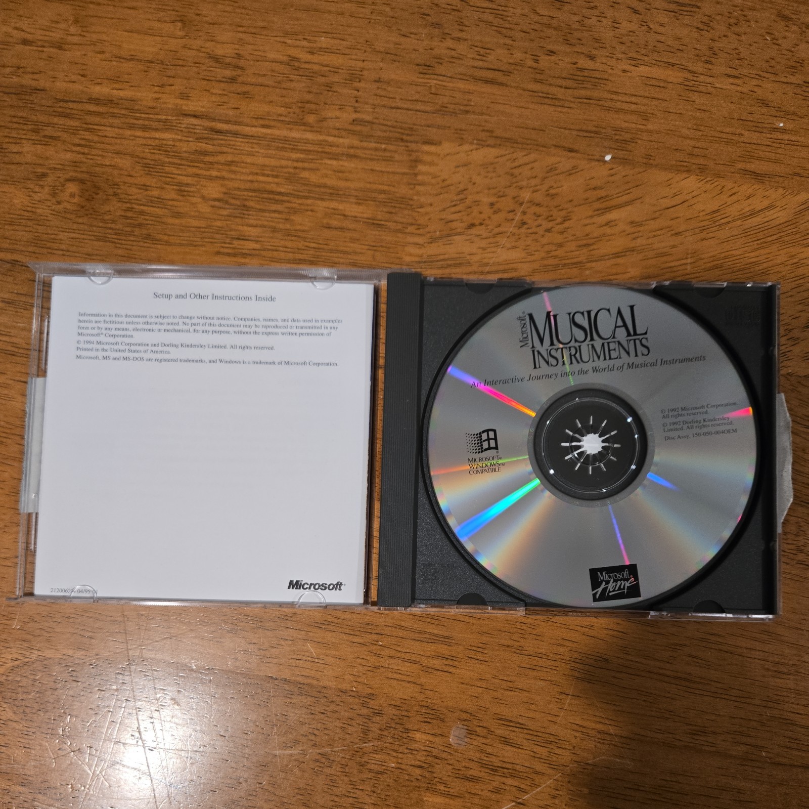 Microsoft Musical Instruments Original CD Case 1992