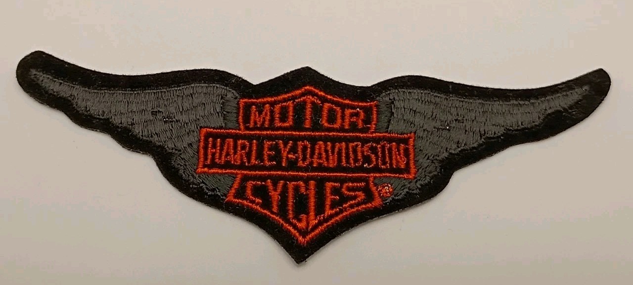Vtg. Small Harley Davidson Black Wings Bar And Shield Embroidered Biker Patch