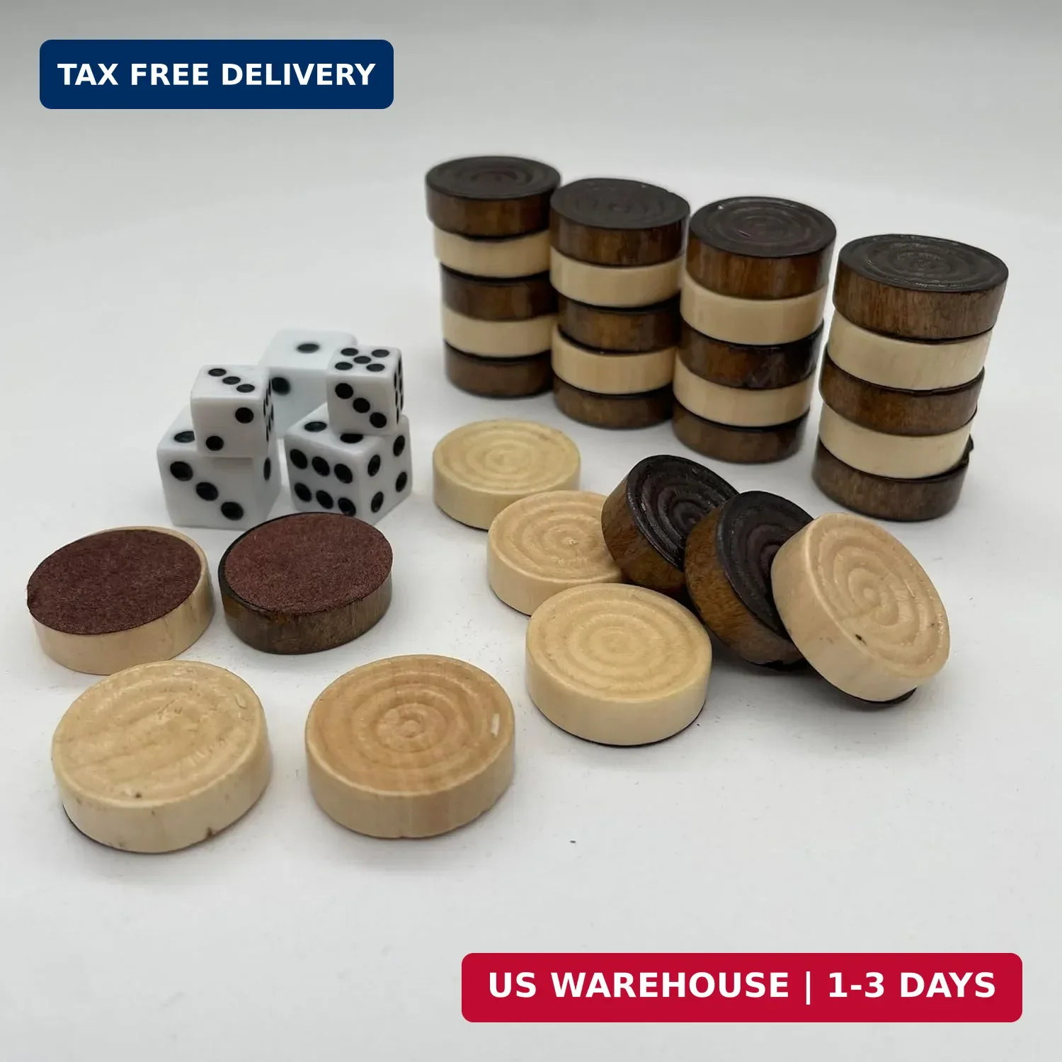 30 Pieces Wooden Backgammon Checkers Replacement set Checker Board Games Playing