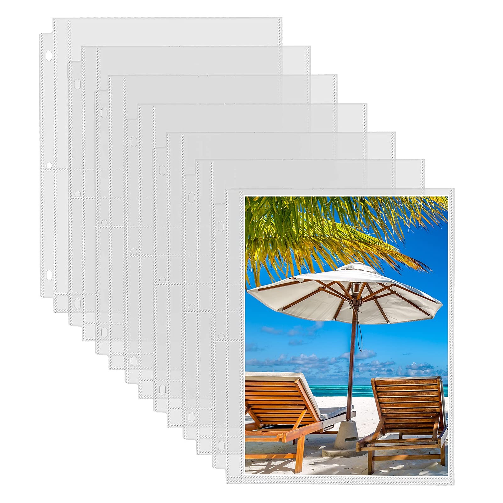 Fabmaker 30 Pack Photo Sleeves for 3 Ring Binder - 8x10 inch 1 pocket, Clear