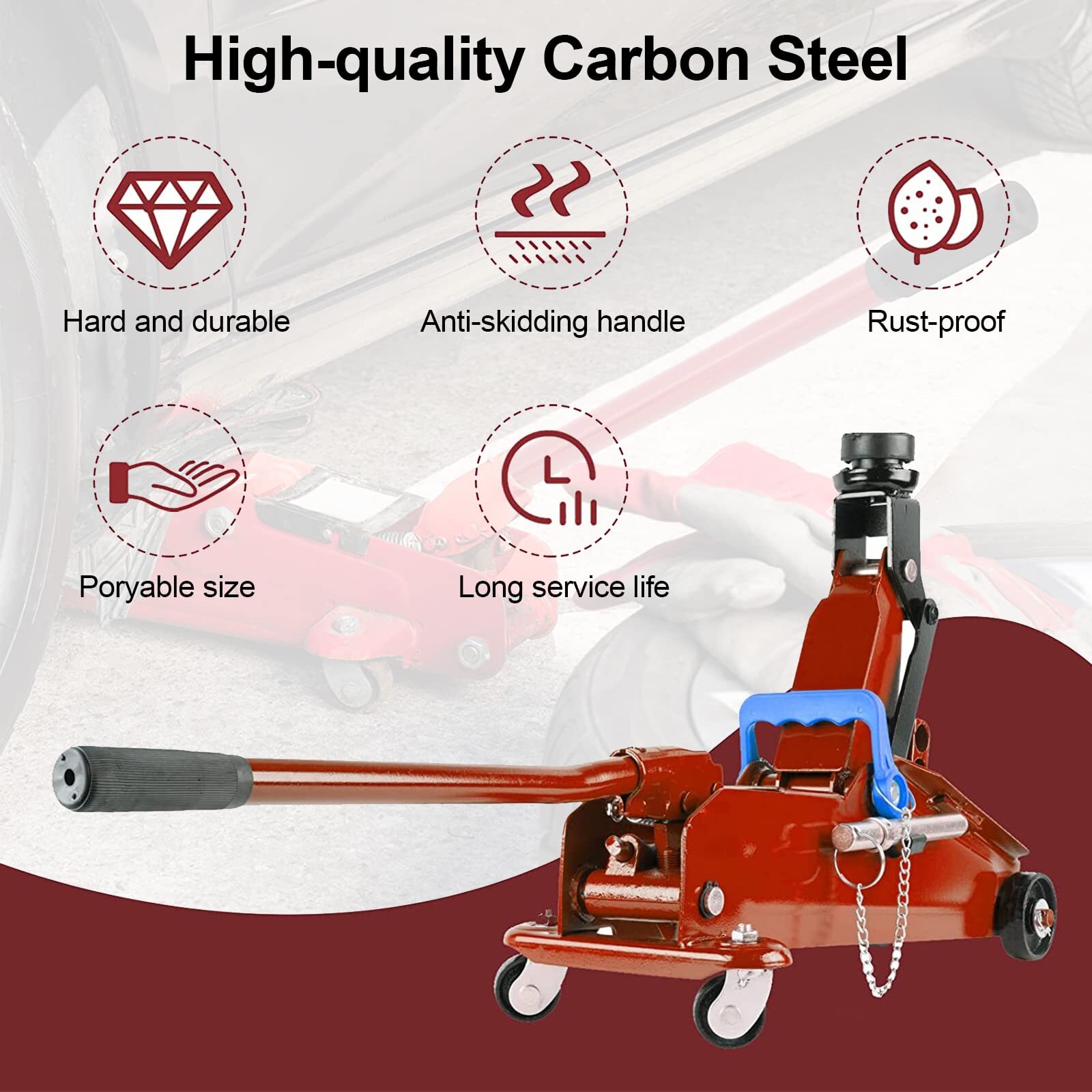 Horizontal Hydraulic Jack Handle 2 Ton, Jack Handle Replacement, with Rubber ...