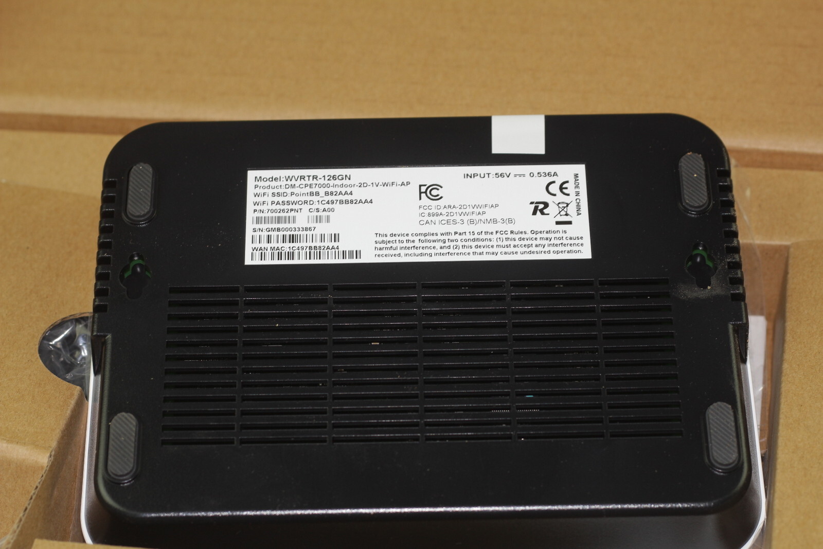 Point Broadband Indoor WIFI WVRTR-126GN