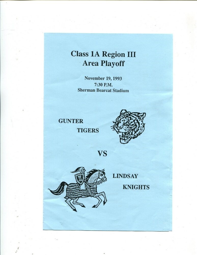 1993 Texas High School Football Program Gunter Tigers v Lindsay Knights 49560