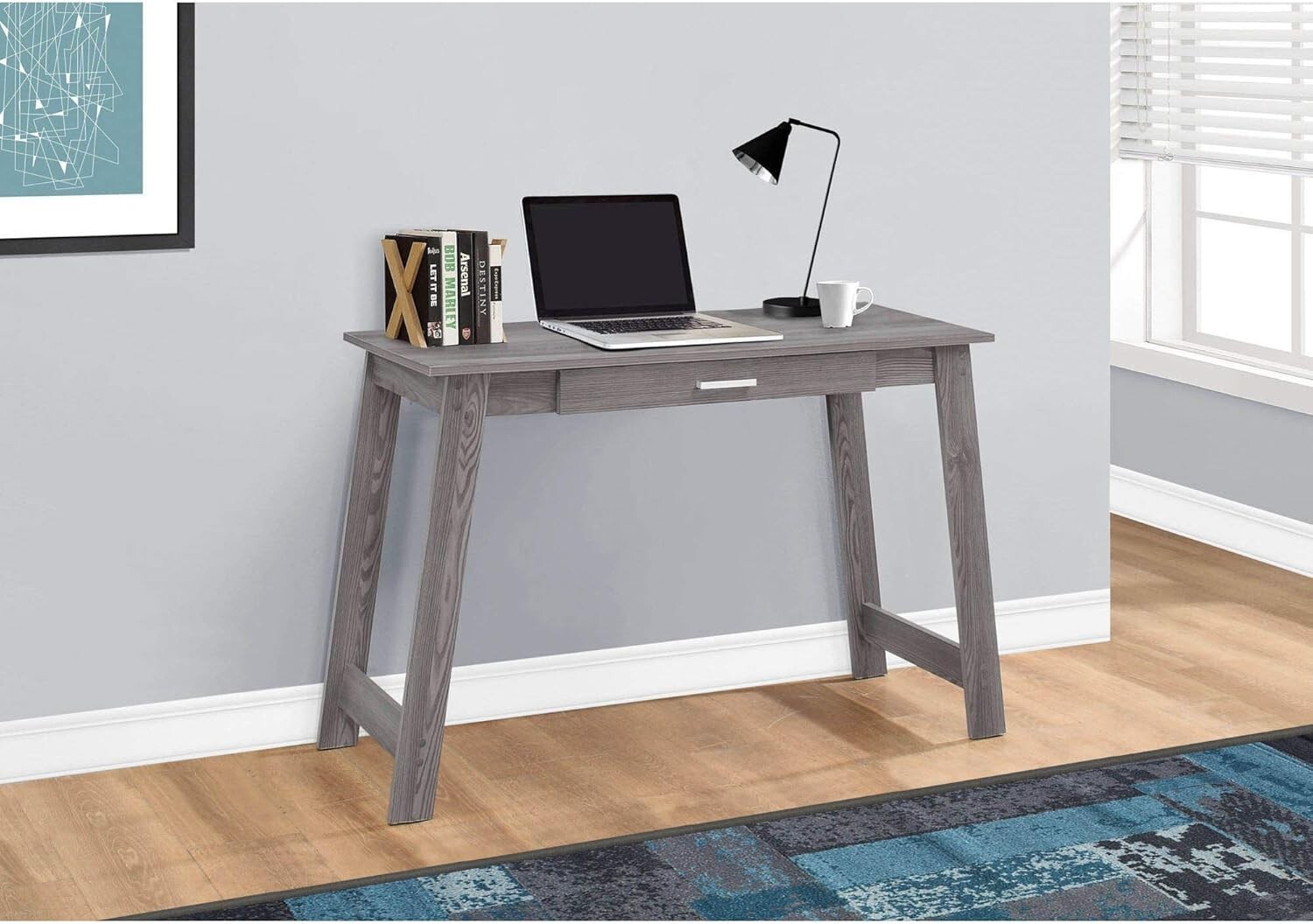 Offex 42" L Contemporary Rectangular Computer/Writing Desk with a Drawer, Grey