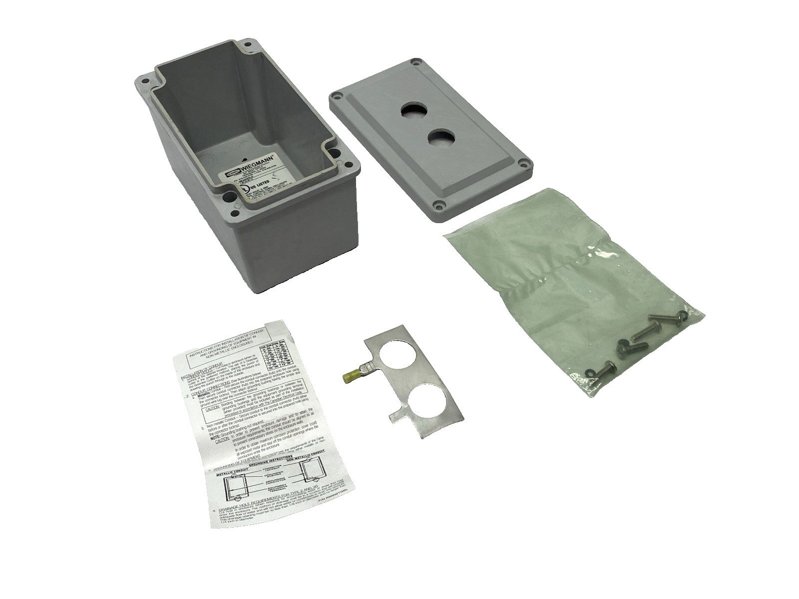 Hubbell Wiegmann HW-N4X2PB-22 Gray Pushbutton Enclosure 22mm 6" x 4" x 4"