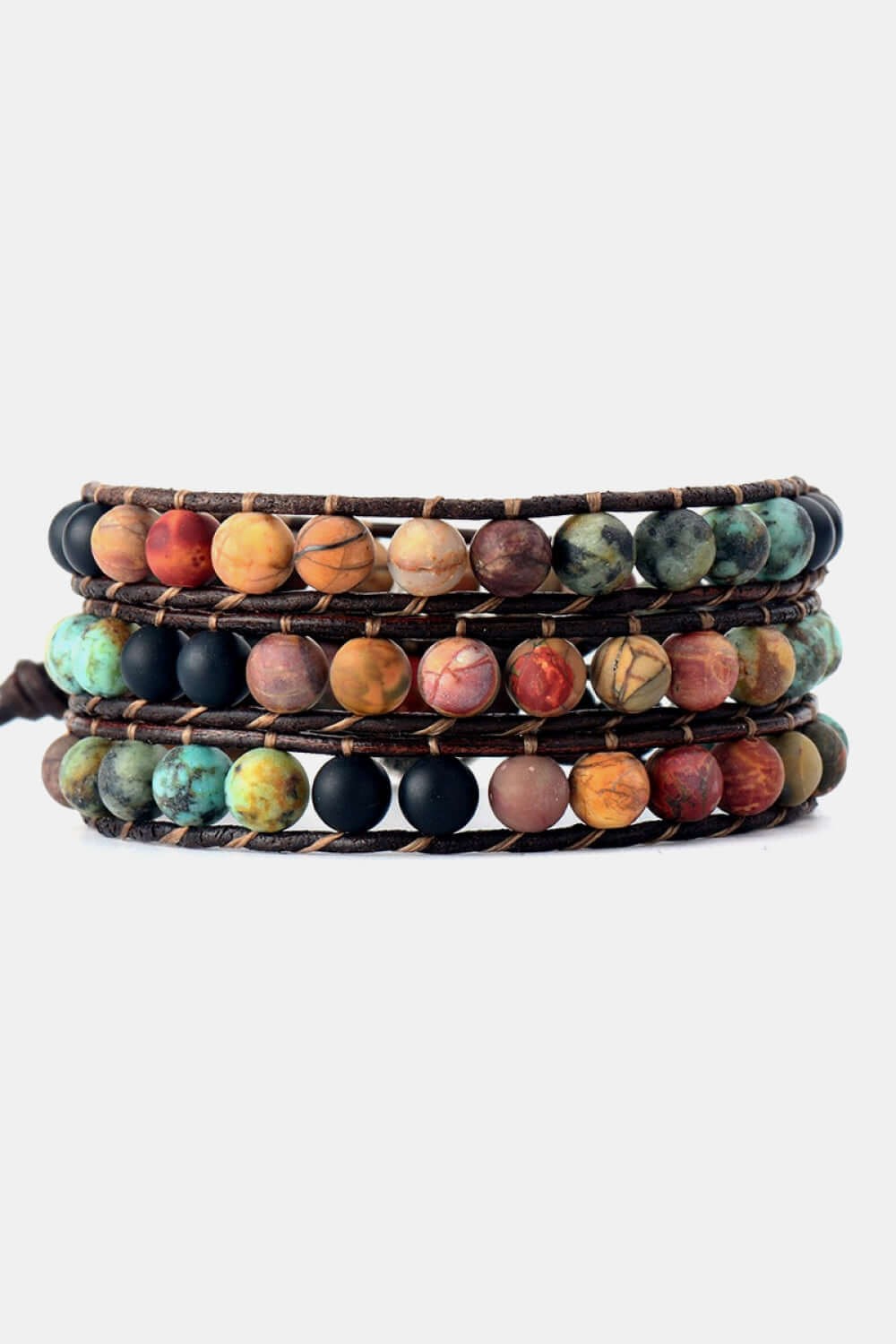 Handmade Layered Agate Bead Bracelet