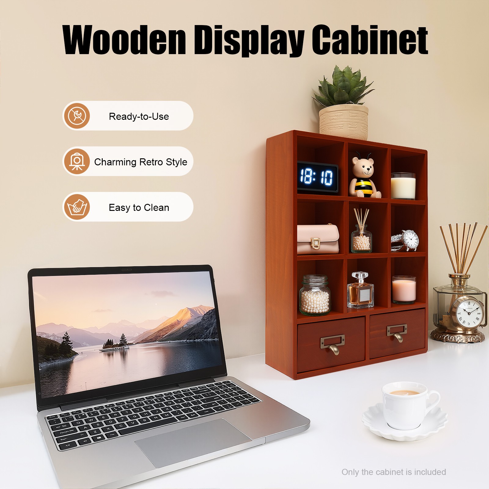 2 Drawers 9 Cube Vintage Tabletop Library Catalog Apothecary Cabinet Storage Box