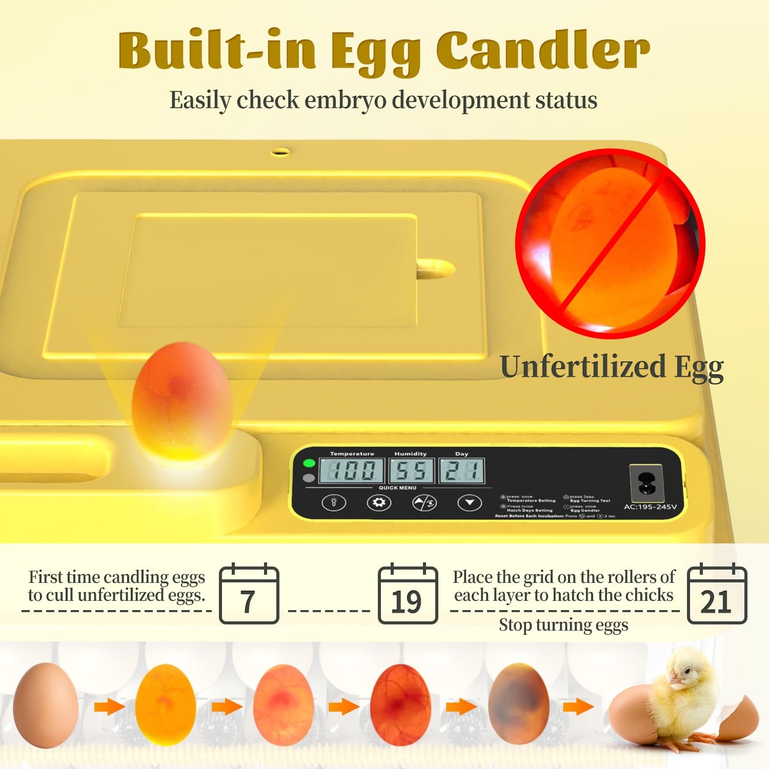 216 Egg Incubator for Hatching Eggs Fully Automatic Egg Incubator 216-eggs-A