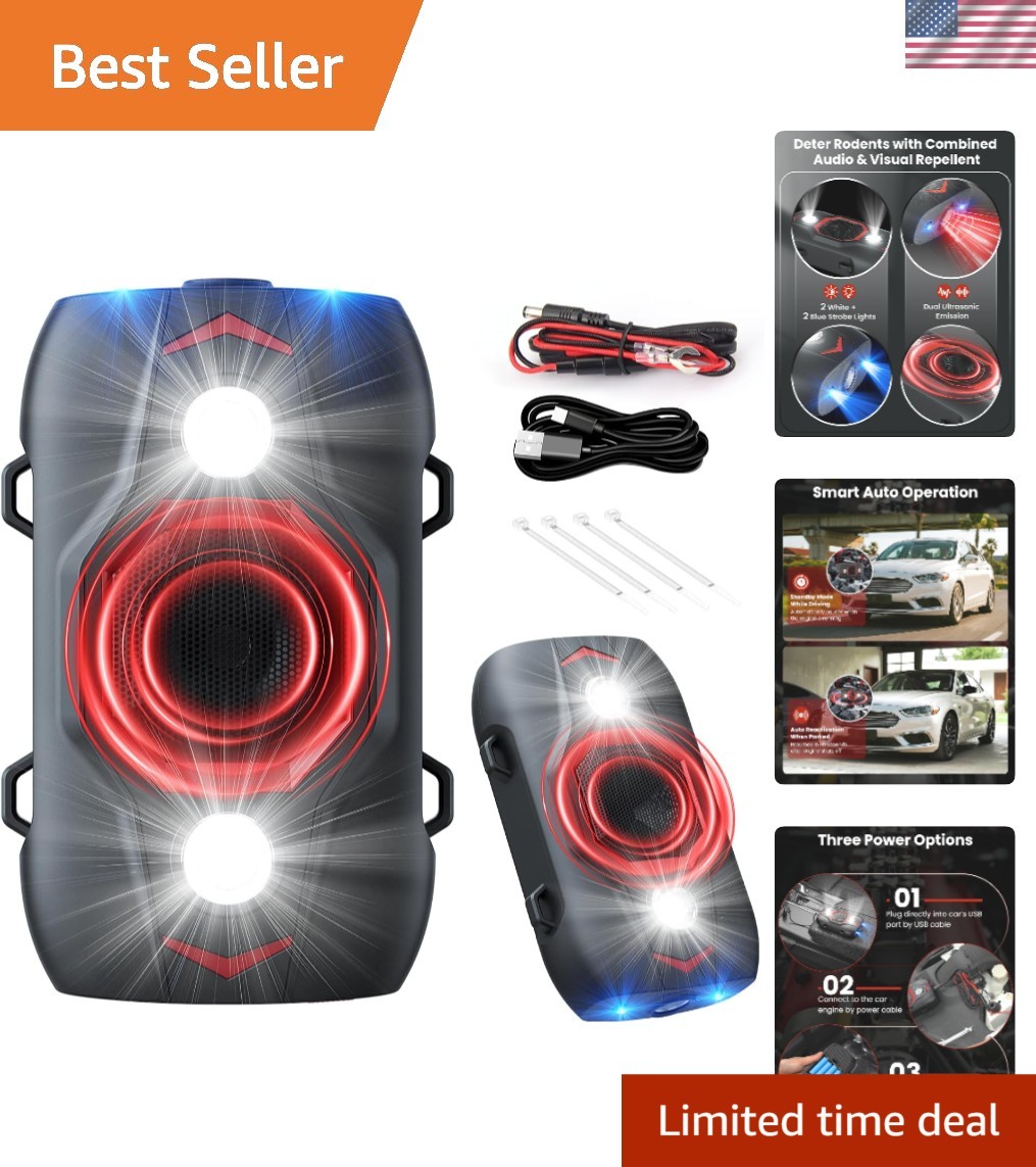 Multi-Use Ultrasonic Rodent Repellent with Dual-Sonic & Strobe Light Technology