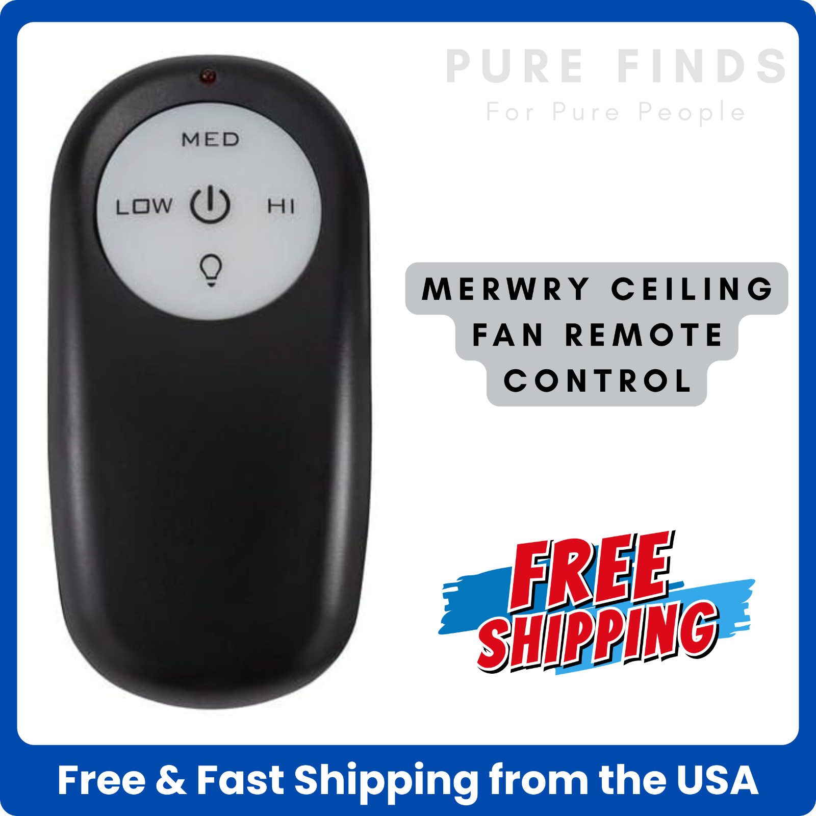 Merwry Ceiling Fan Remote Control Replacement 3 Speed Wireless Black