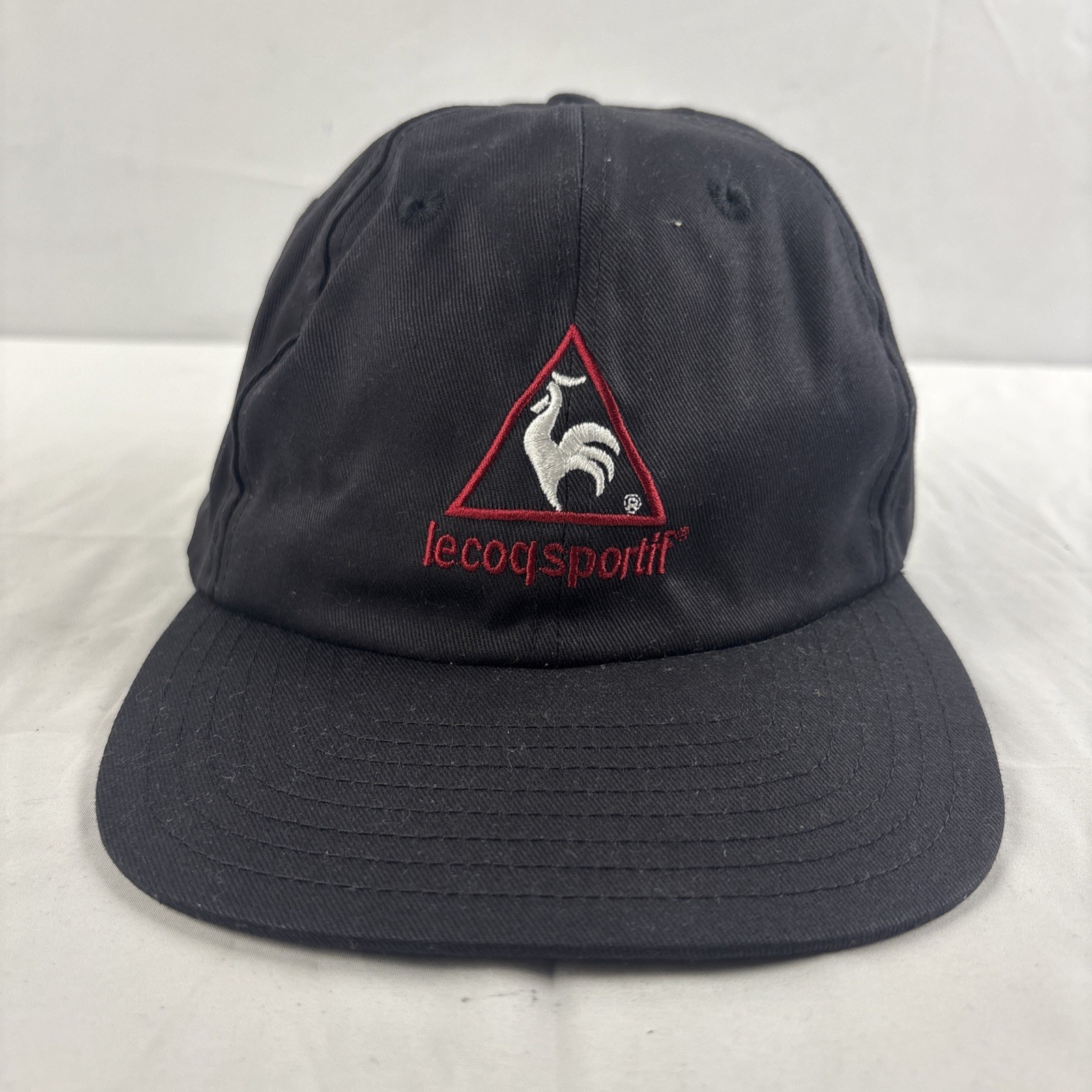 Vintage Le Coq Sportif Cotton Strapback Hat Black Embroidered Logo Tennis Sports