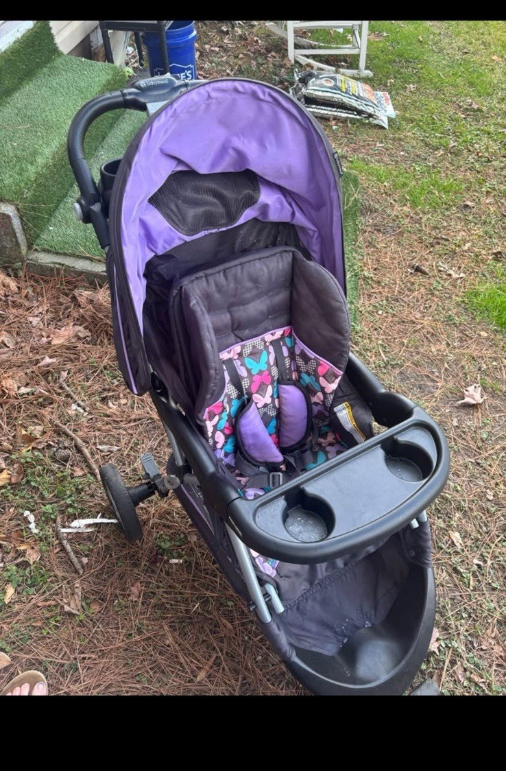 Baby Trend EZ Ride 35 Travel System TS40B66B Purple/Black Butterfly Canopy