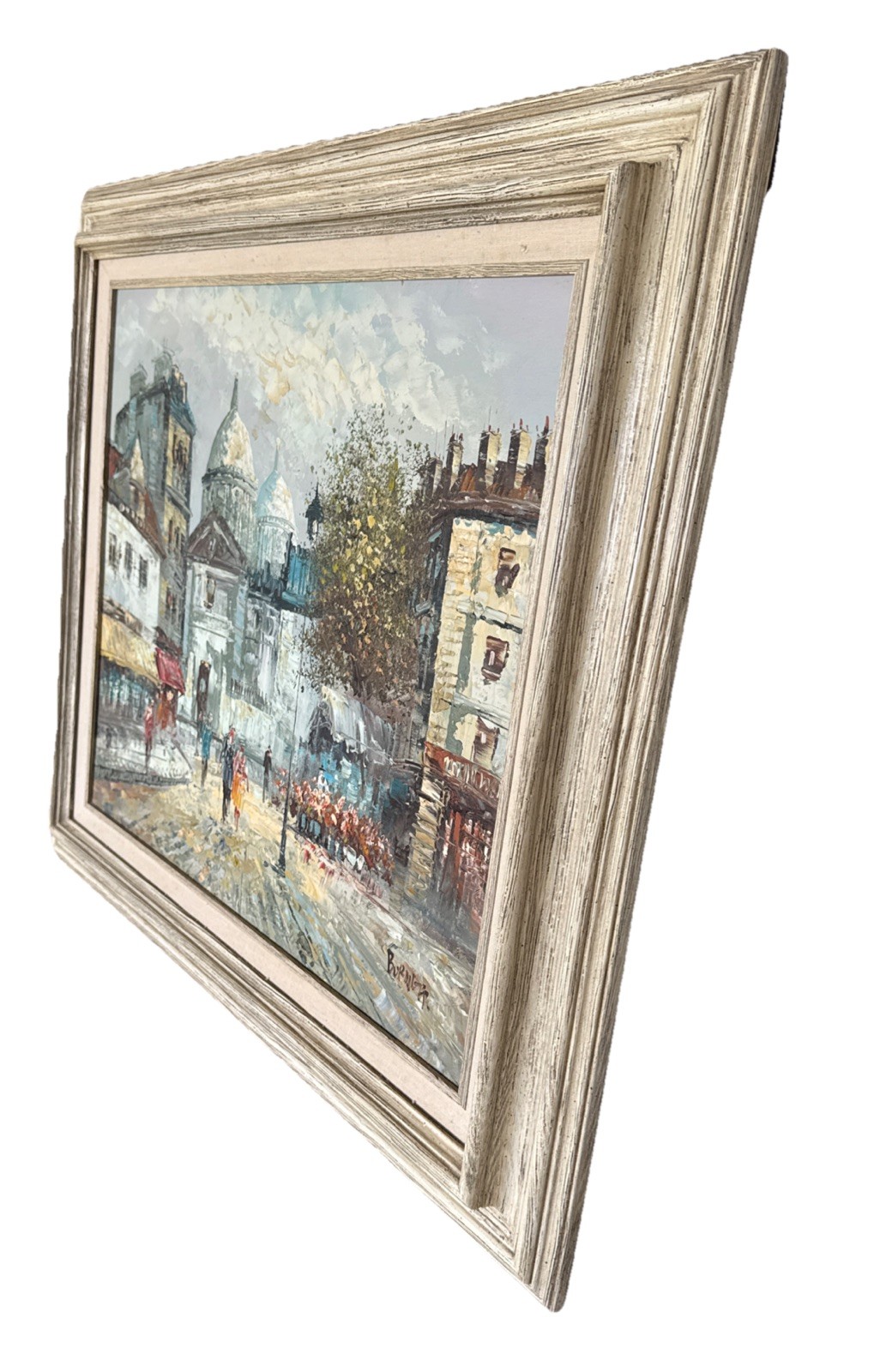 Caroline Burnett Oil Painting Bauhaus Style Signed Original Framed 32” x 27” VTG