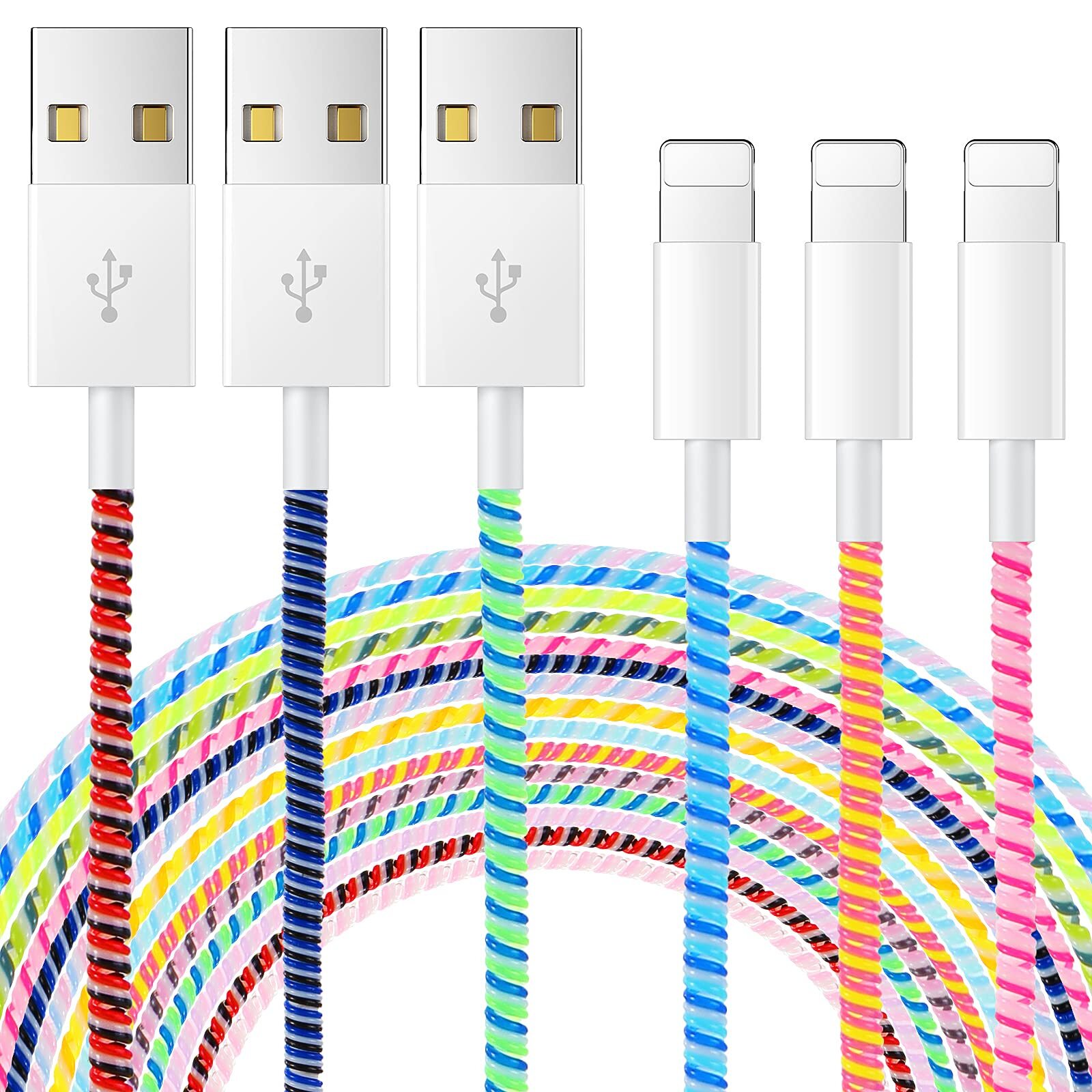 15 Pcs Spiral Cable Protector Charger Headphone Cord Protector for Phone USB