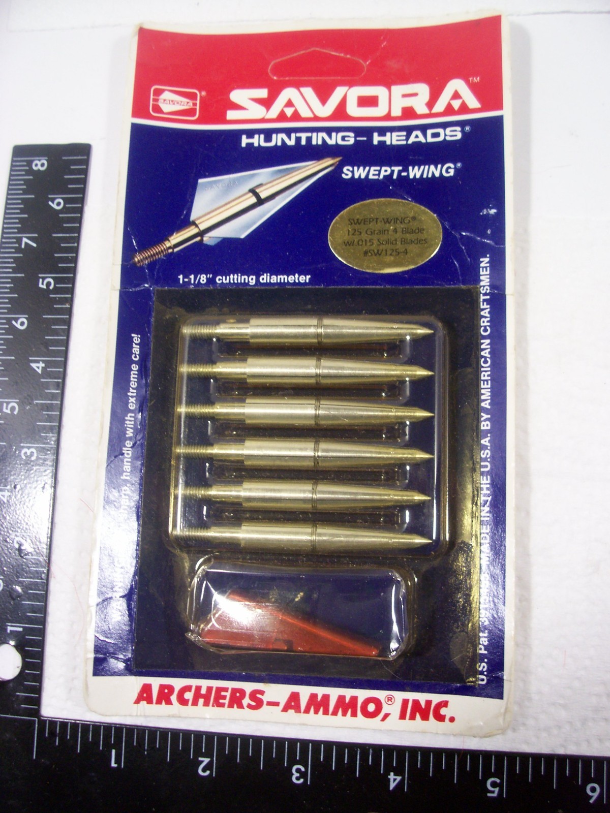 SAVORA "SWEPT-WING" 125 Grain 4 Blade w/.015 Solid Blade (6) Arrow Broadheads