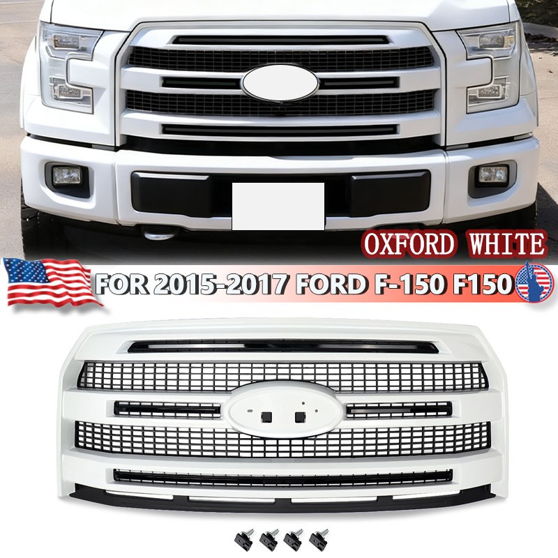 Fits Ford F150 F-150 2015-2017 Oxford White Front Bumper Grille Platinum Style