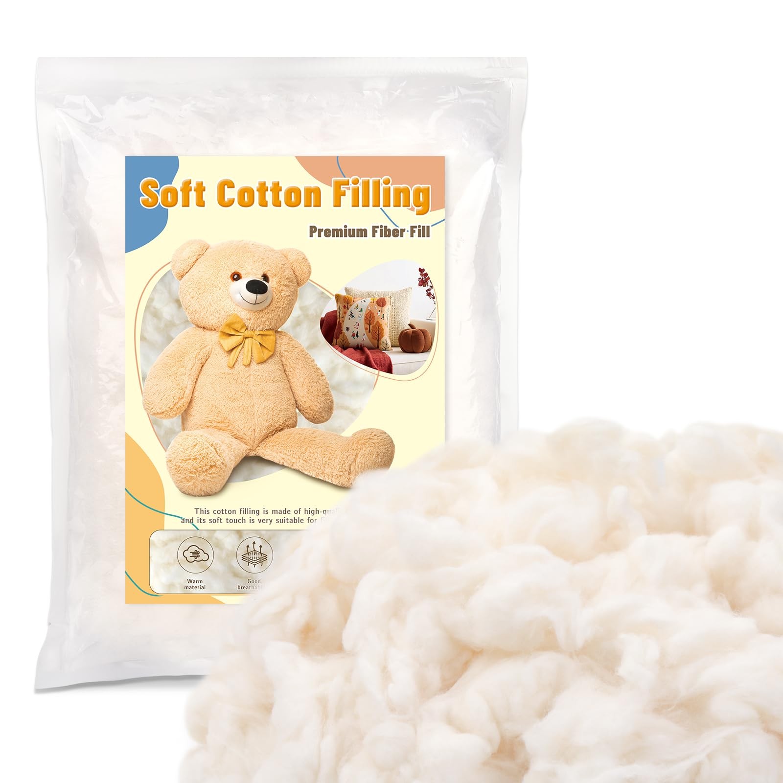 ZXIIXZ 200g/0.44lb Cotton Filling, (7oz-4.4 lb) Natural 0.44 lb