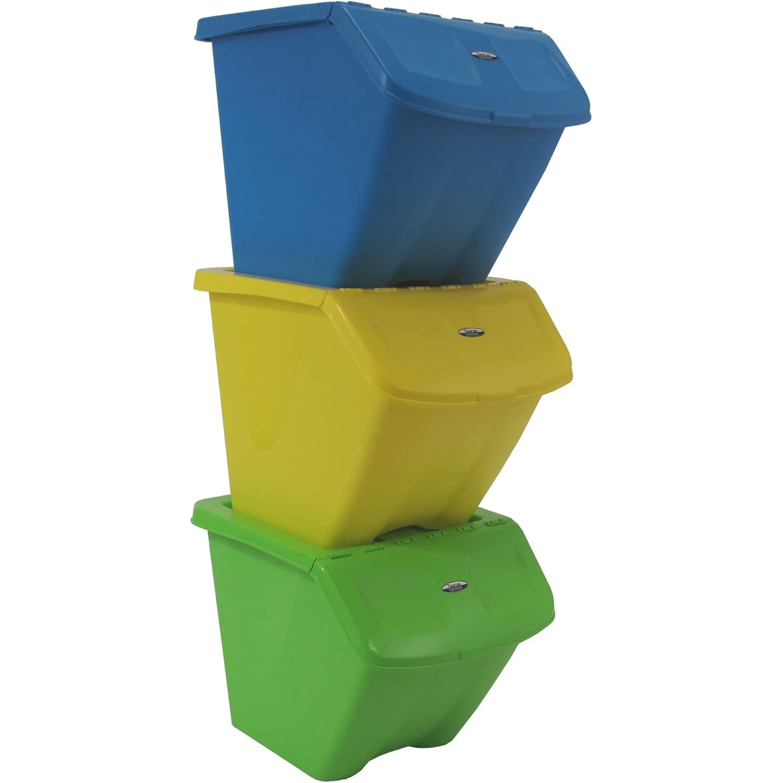 Redmon 10-Gal Stackable Shutter Bins, 3-Piece Recycling Storage Set, (Open Box)