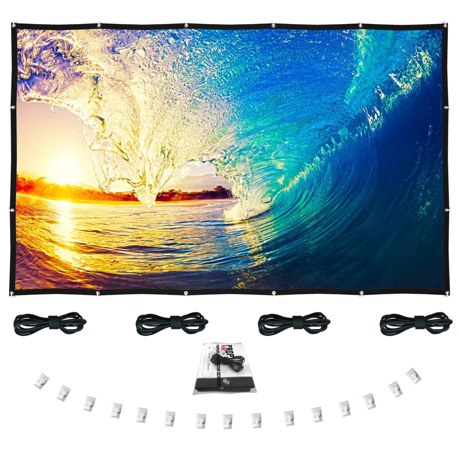 120" Portable Projector Screen - Foldable Indoor/Outdoor Movie Screen, Double-Si